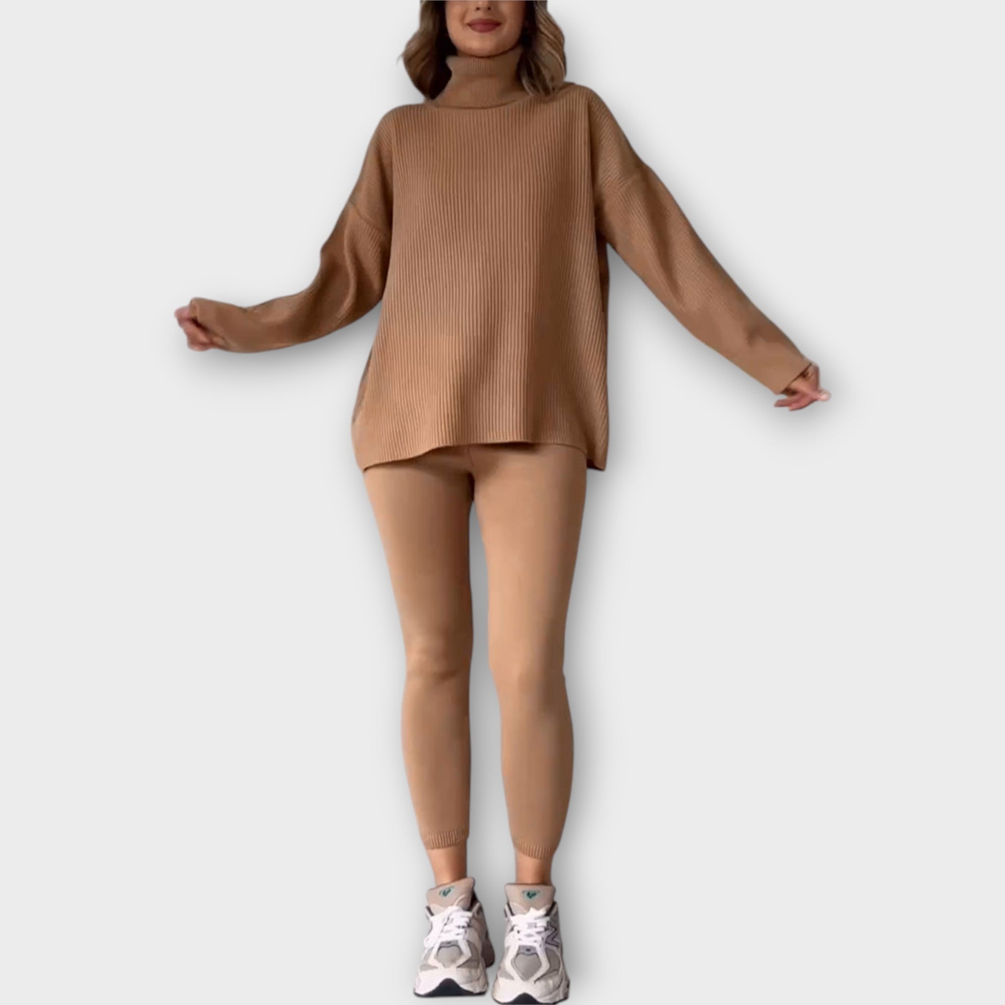 Conjunto de punto con estética moderna