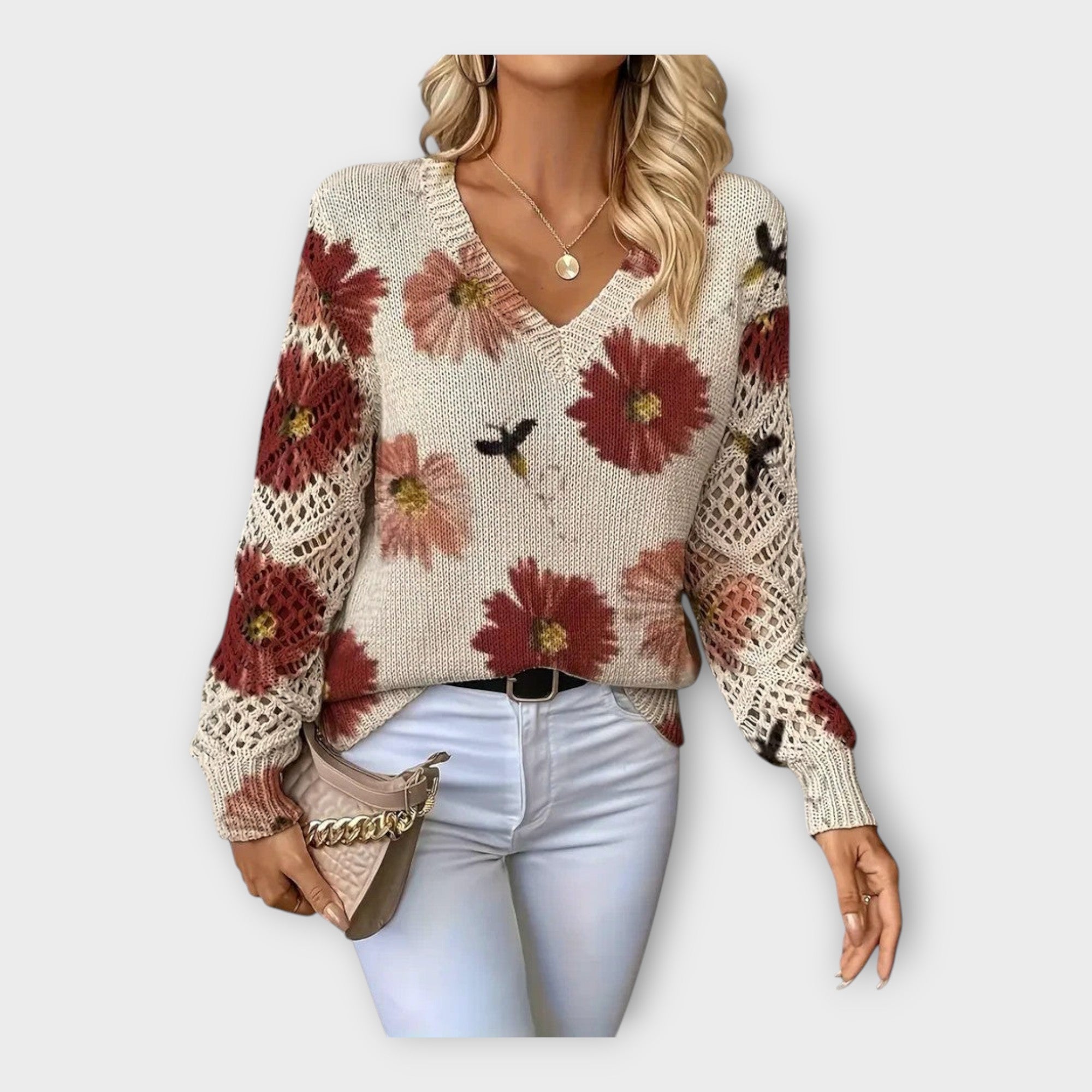 Blusa de punto con detalles de encaje