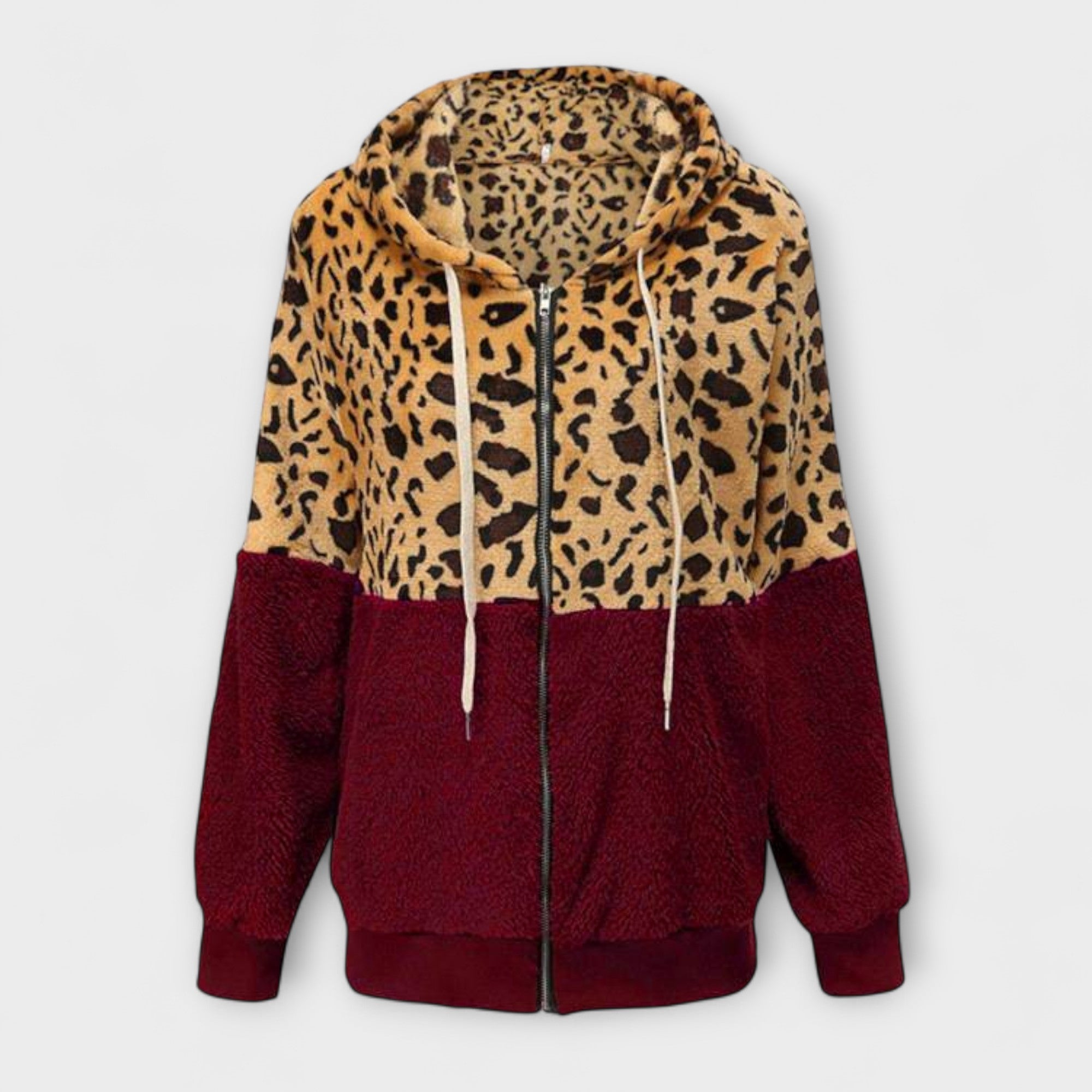 Lea - Sudadera con capucha de polar con estampado de leopardo