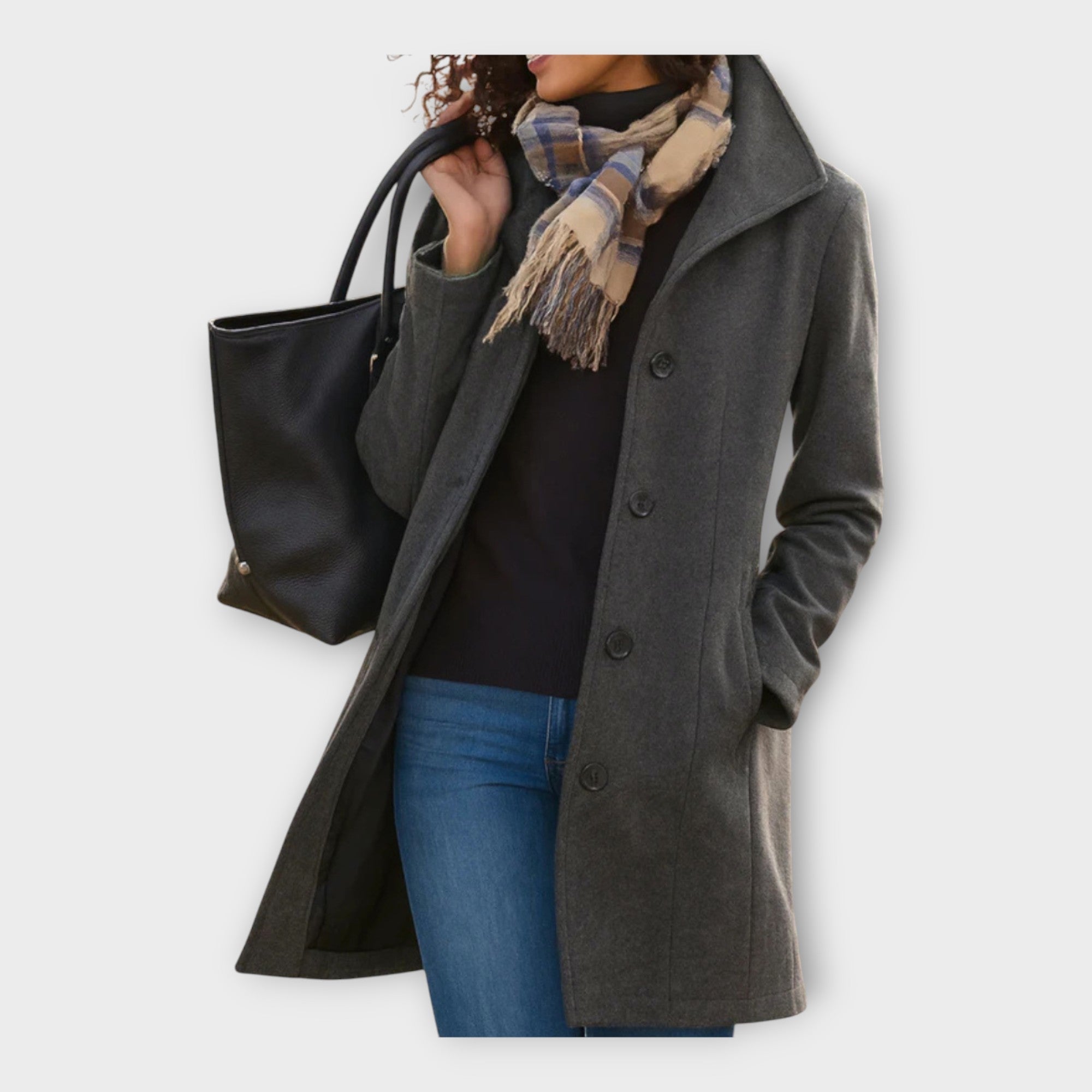 Elegante abrigo de lana con botones