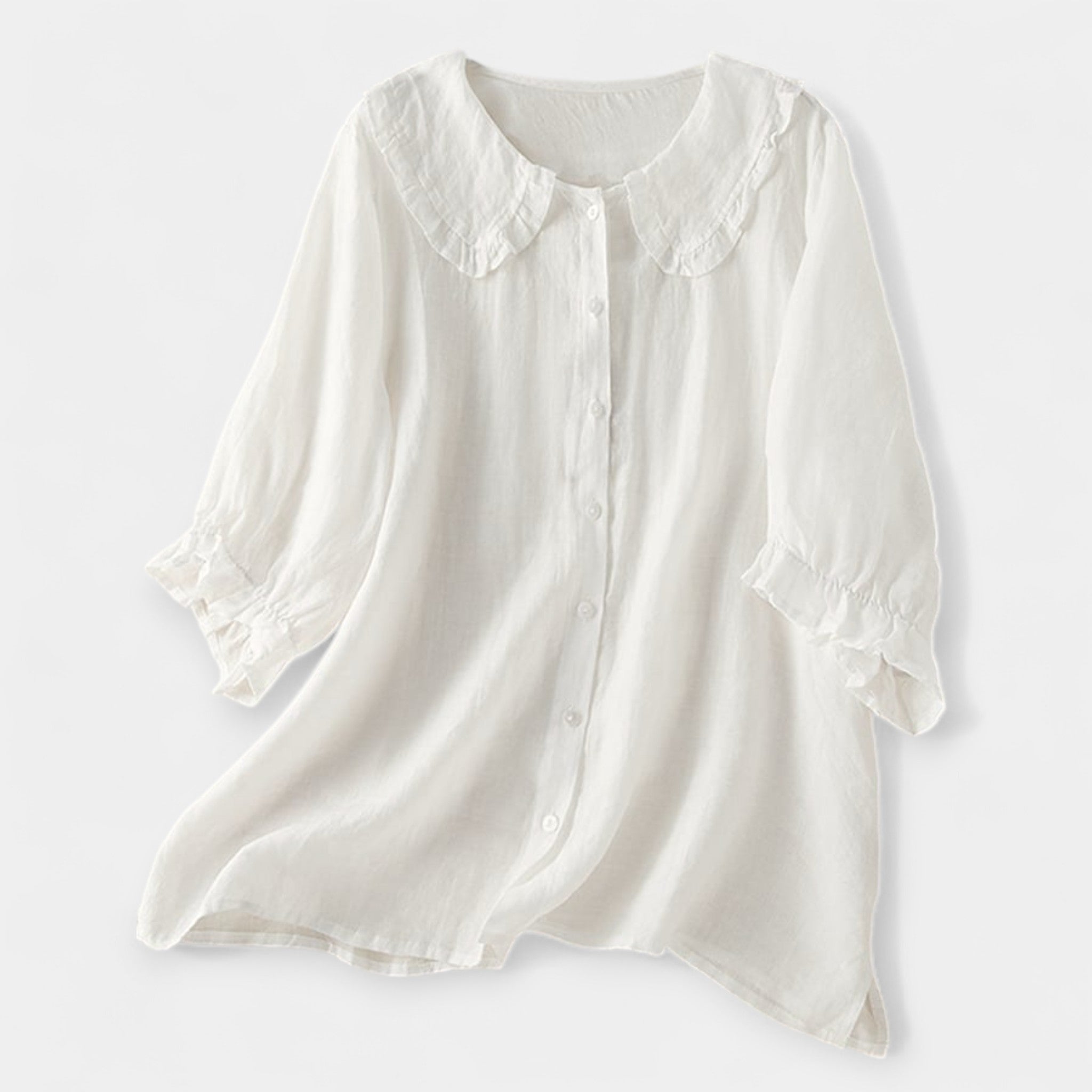 Camisa de Lino con Volantes Sutiles