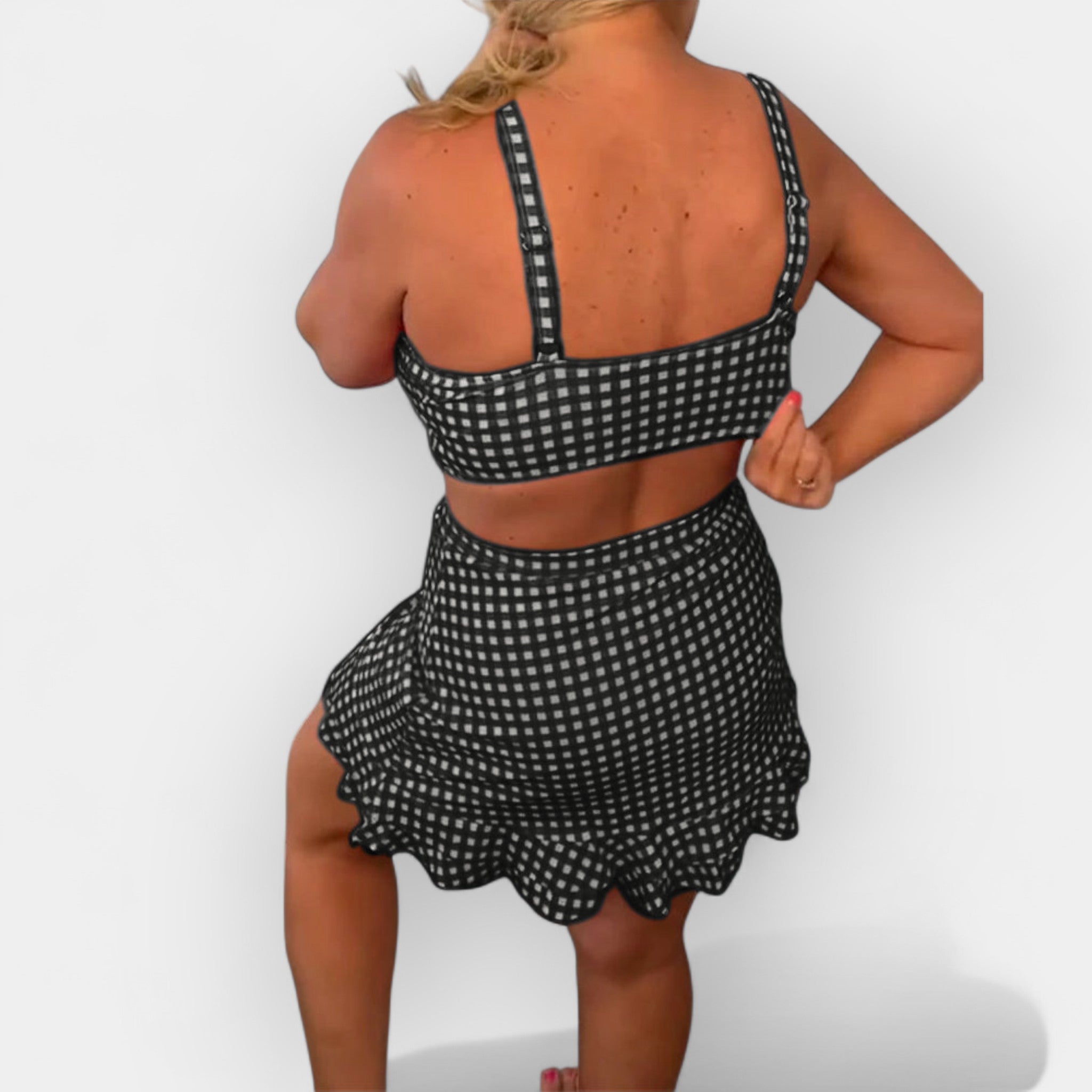 Bikini a Cuadros con Falda