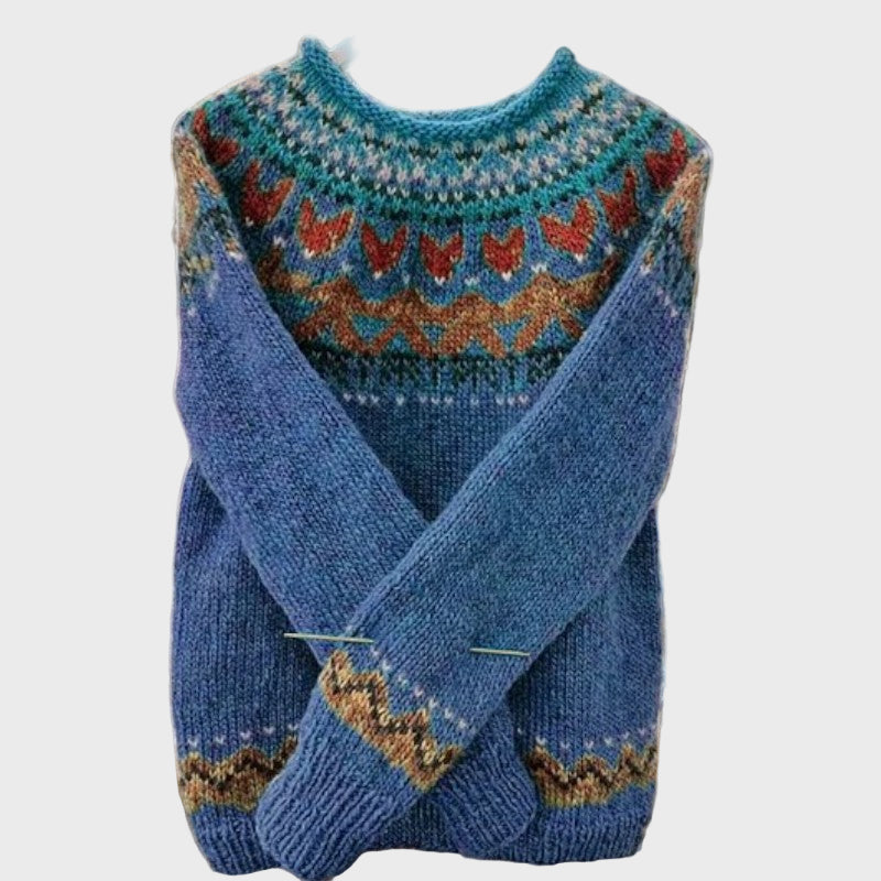 Cuello alto de punto con patrón jacquard vintage