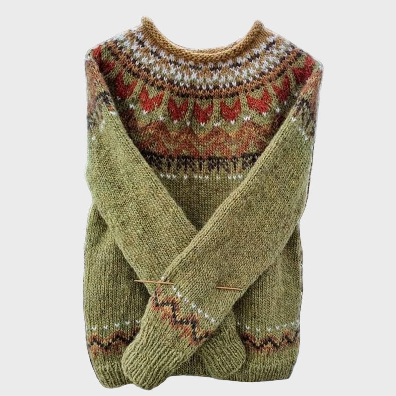 Cuello alto de punto con patrón jacquard vintage