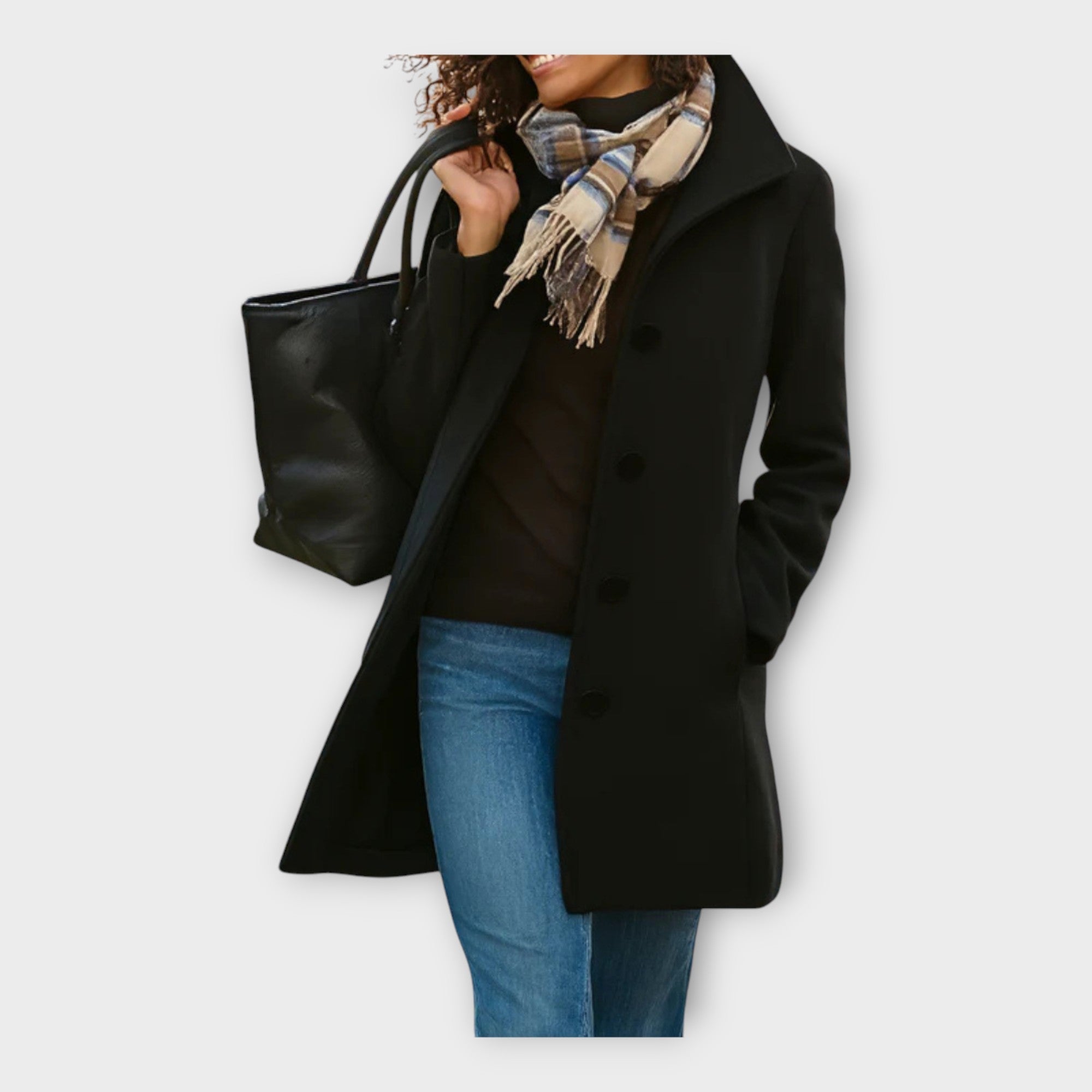 Elegante abrigo de lana con botones