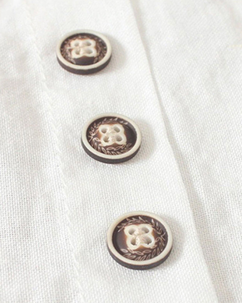 Blusa Monocromática con Cuello Redondo y Botones