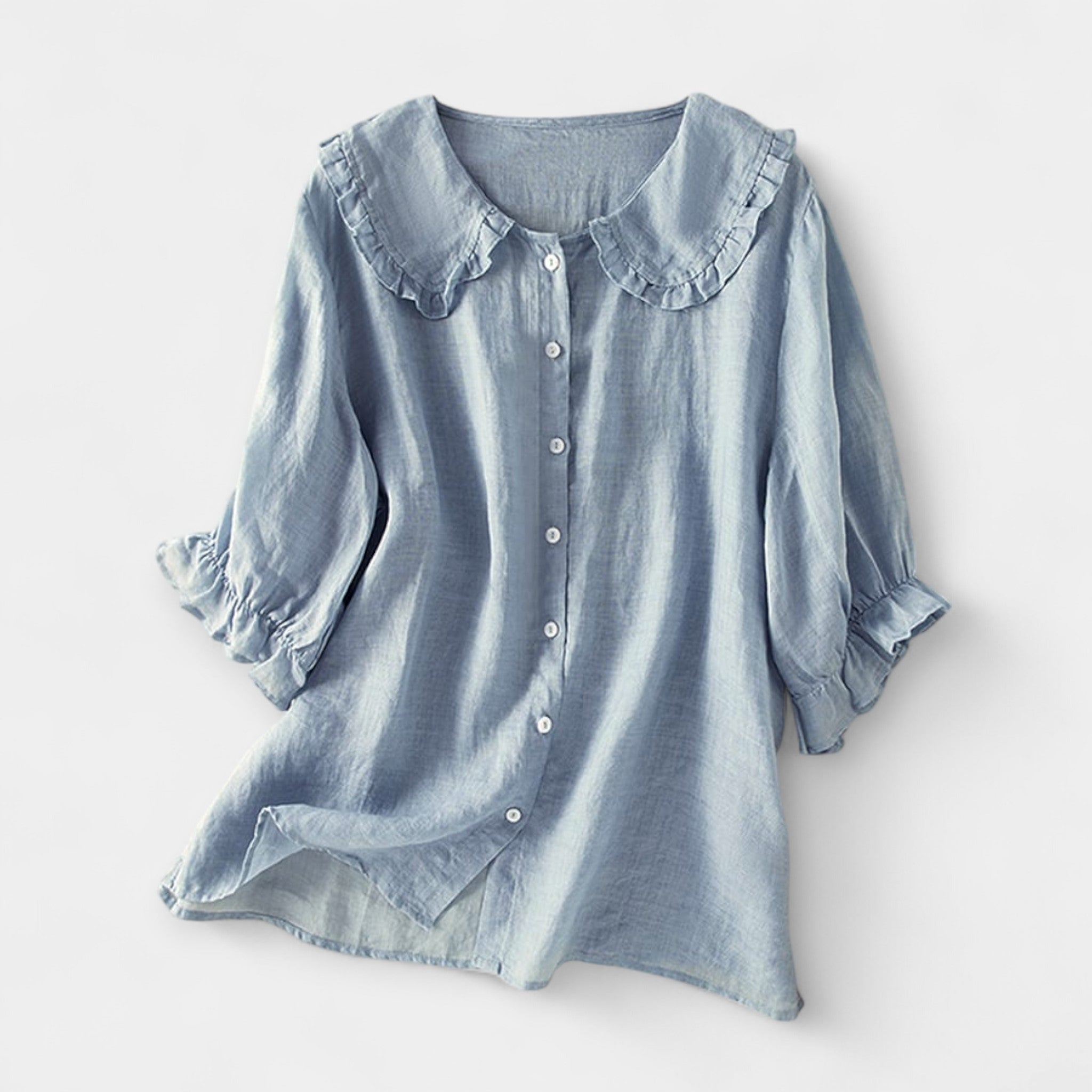 Camisa de Lino con Volantes Sutiles