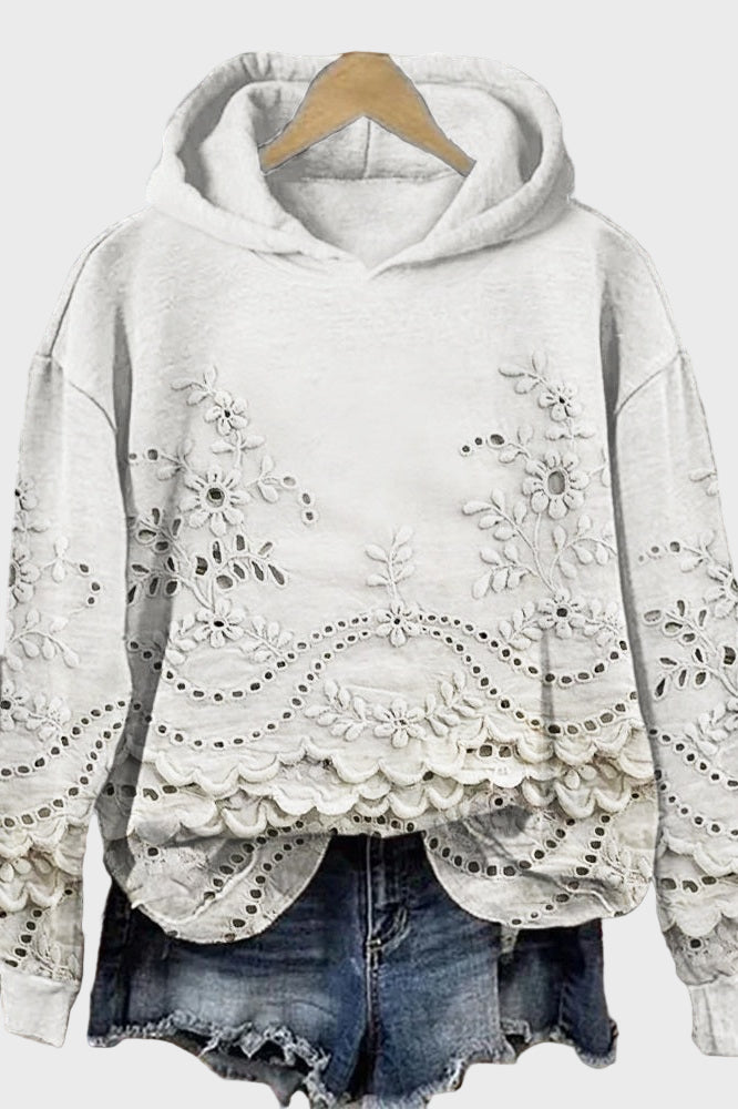 Sudadera con capucha de encaje verde prado