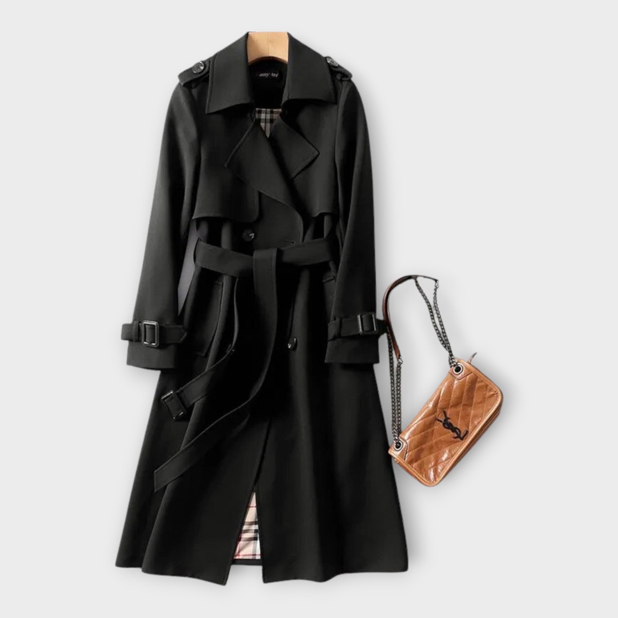 Trench-coat long classique avec ceinture