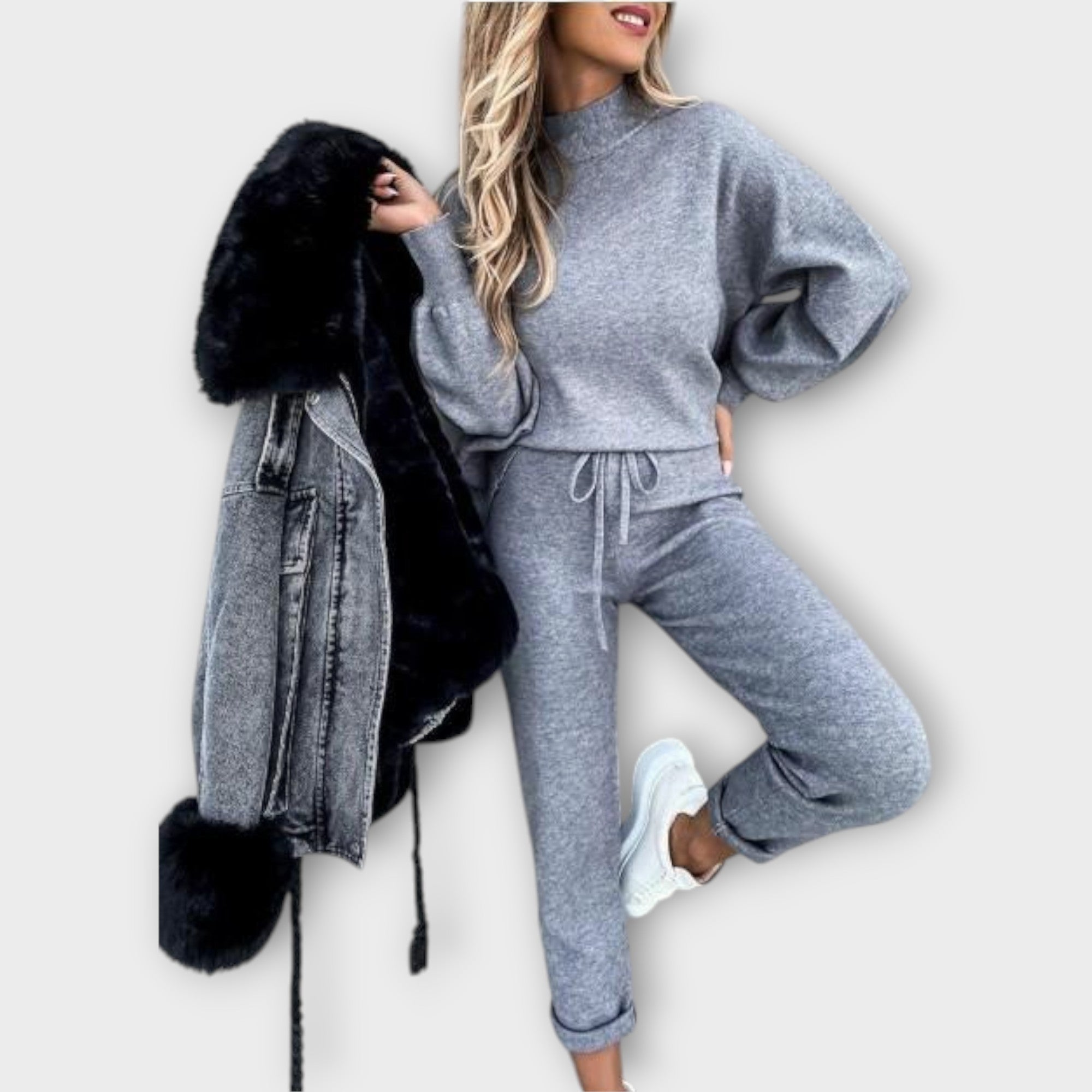 Conjunto con ajuste cómodo y refinamiento atemporal