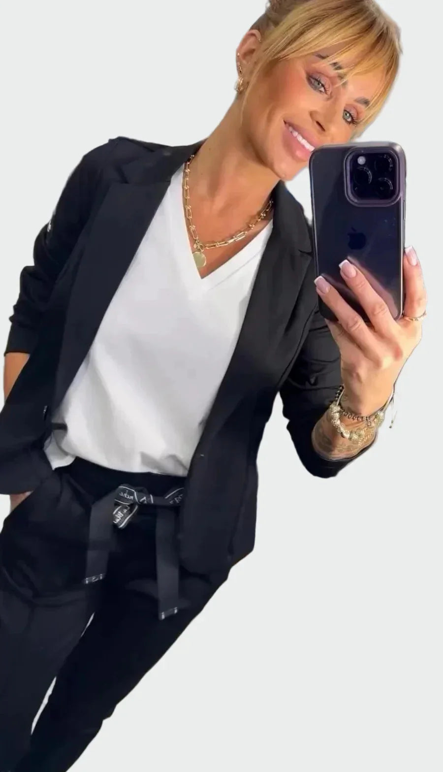 Conjunto de traje de dos piezas de elegancia sin esfuerzo