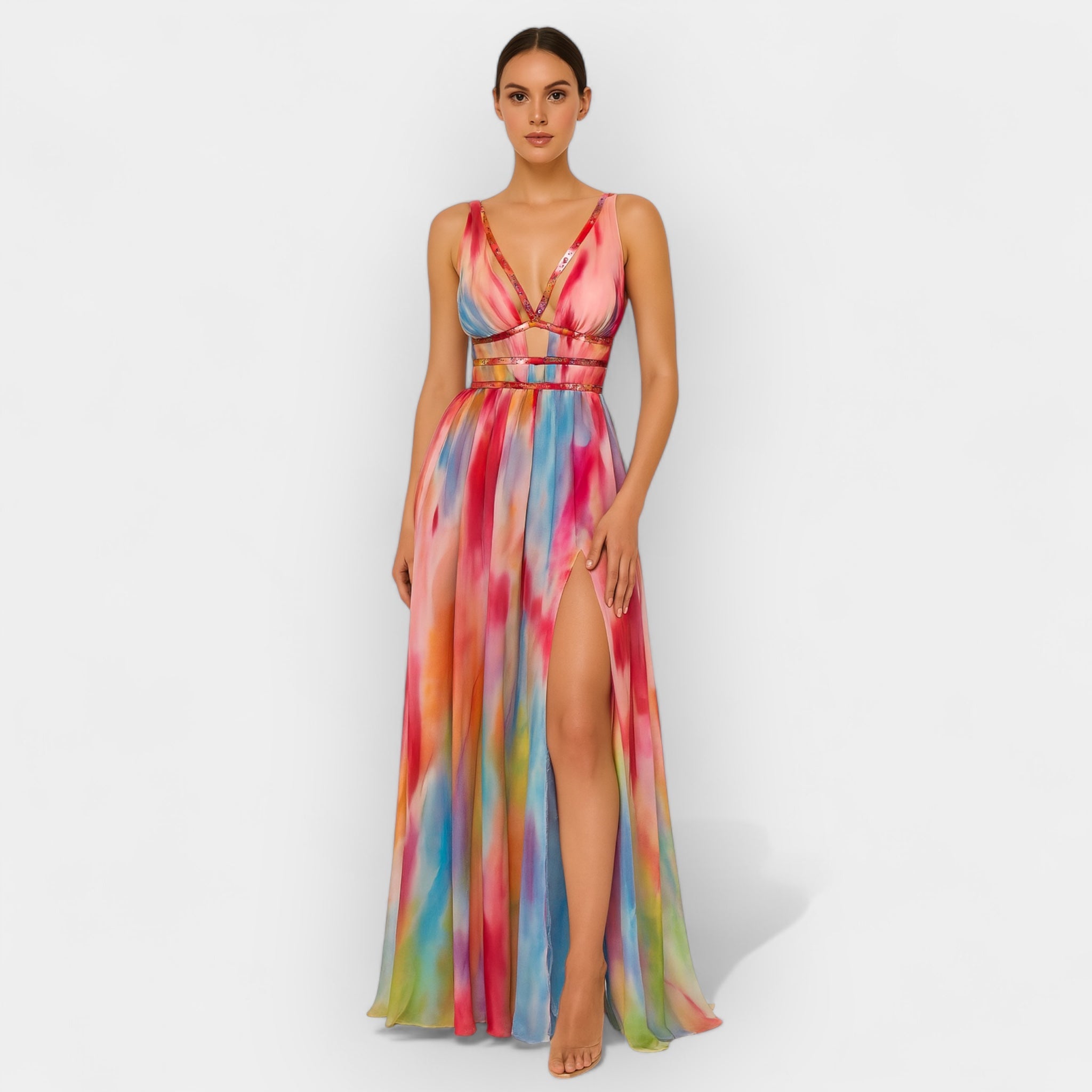 Vestido Largo con Estilo Retro