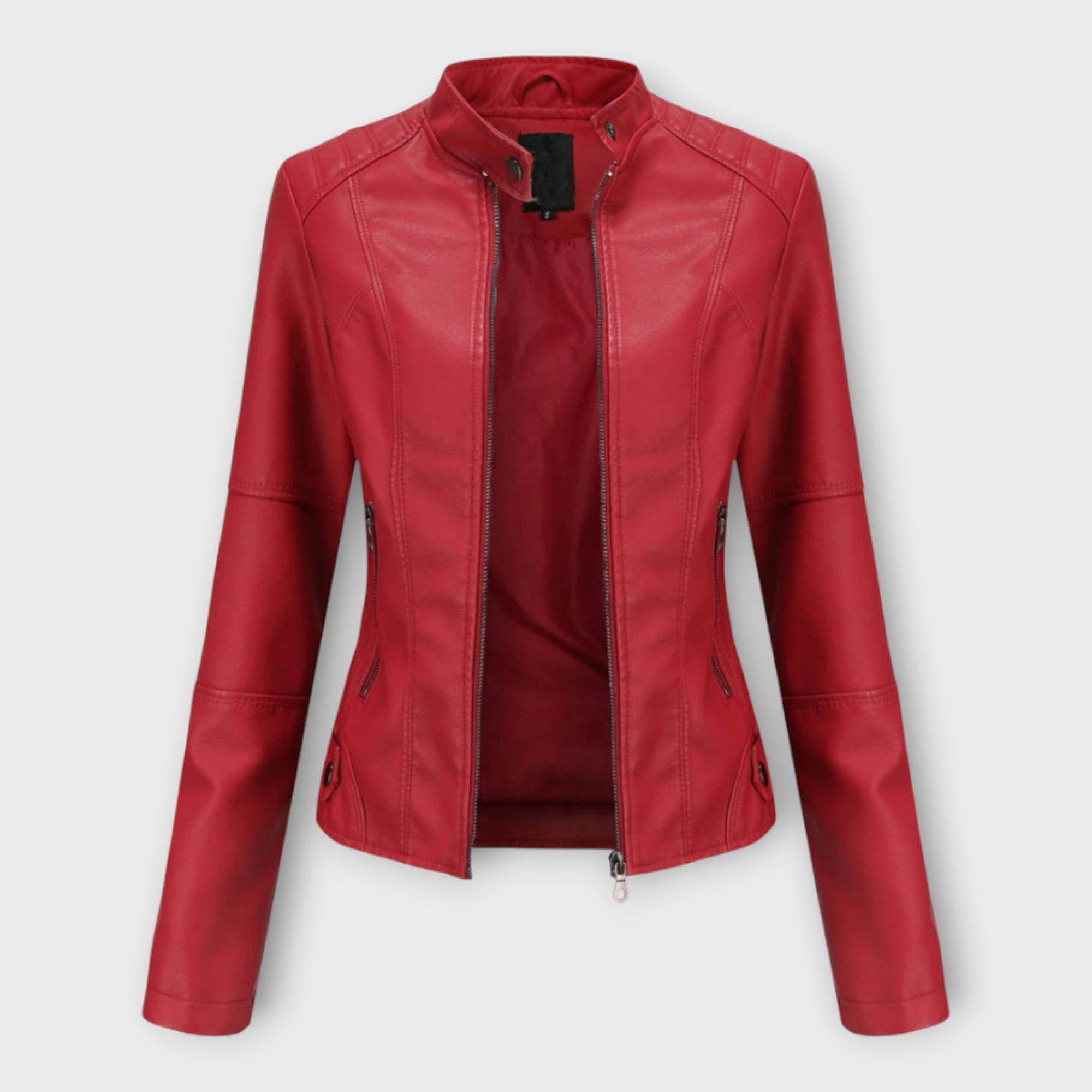Elegante chaqueta de cuero de línea moderna y estética atemporal