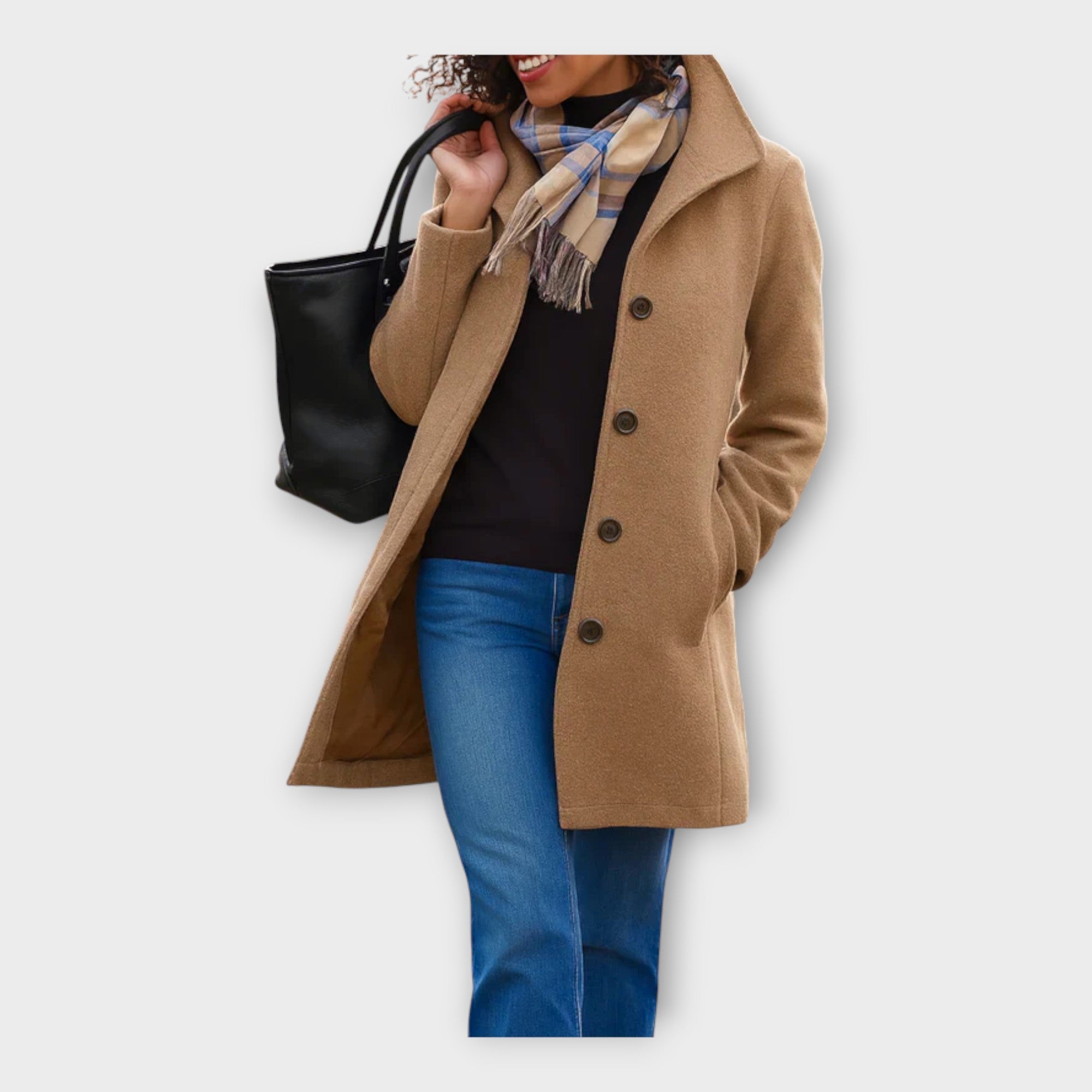 Elegante abrigo de lana con botones