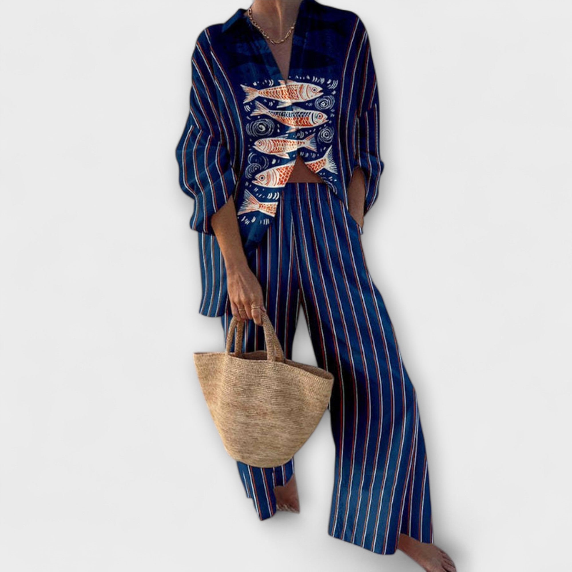 Conjunto con diseño Koi en Azul