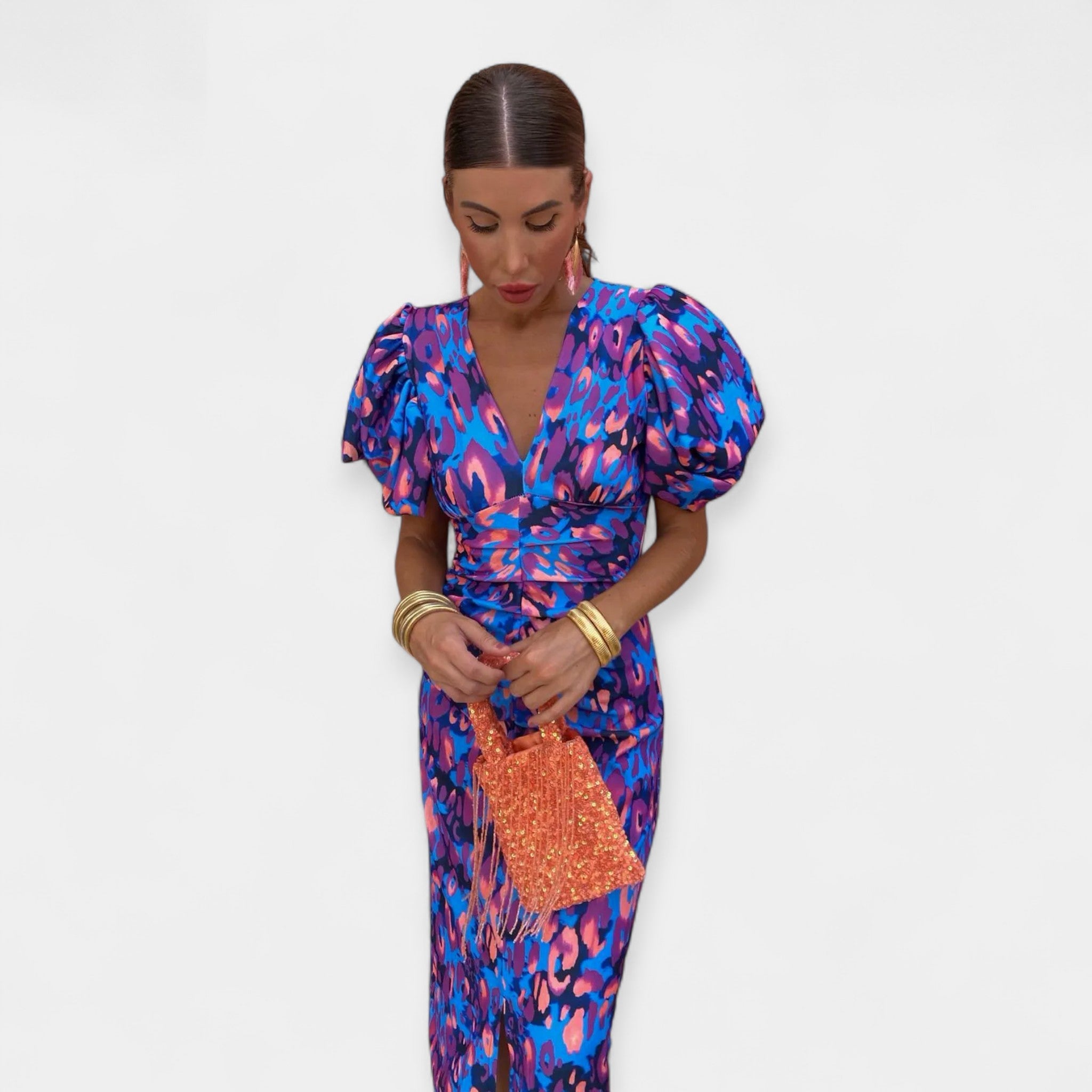 Vestido Satén con Volantes