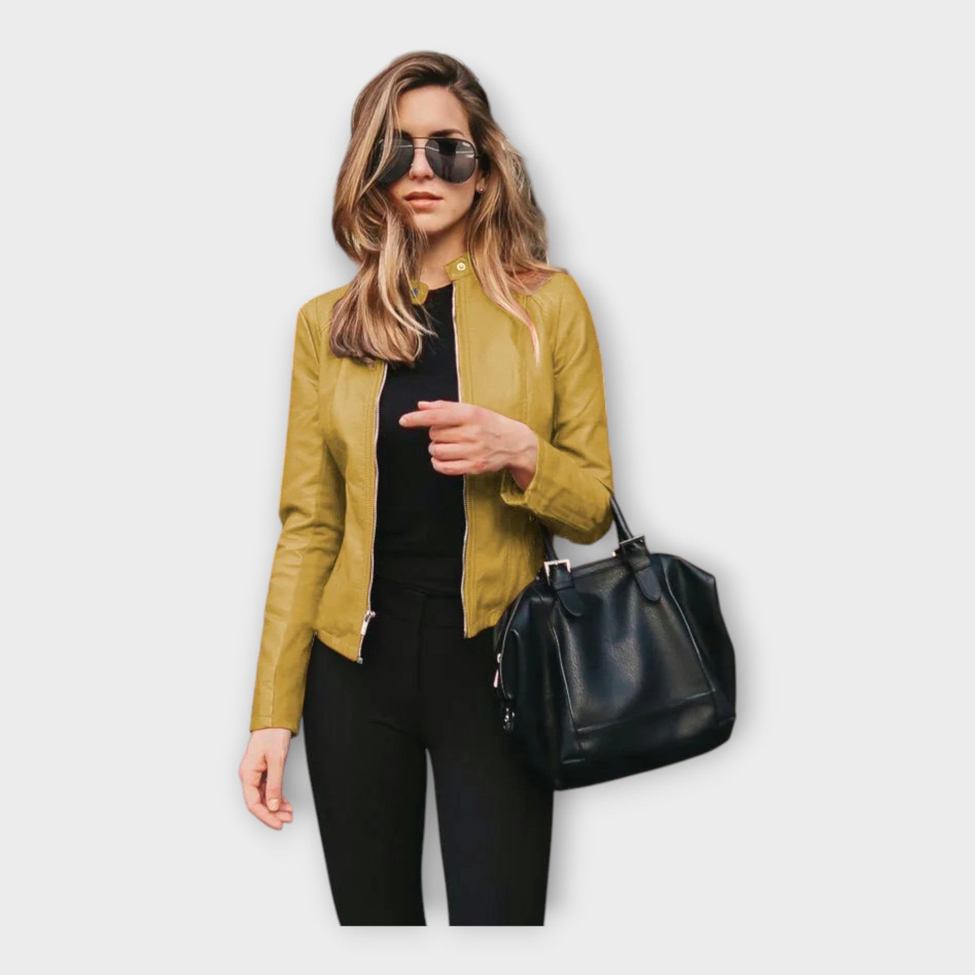 Chaqueta de cuero con línea moderna