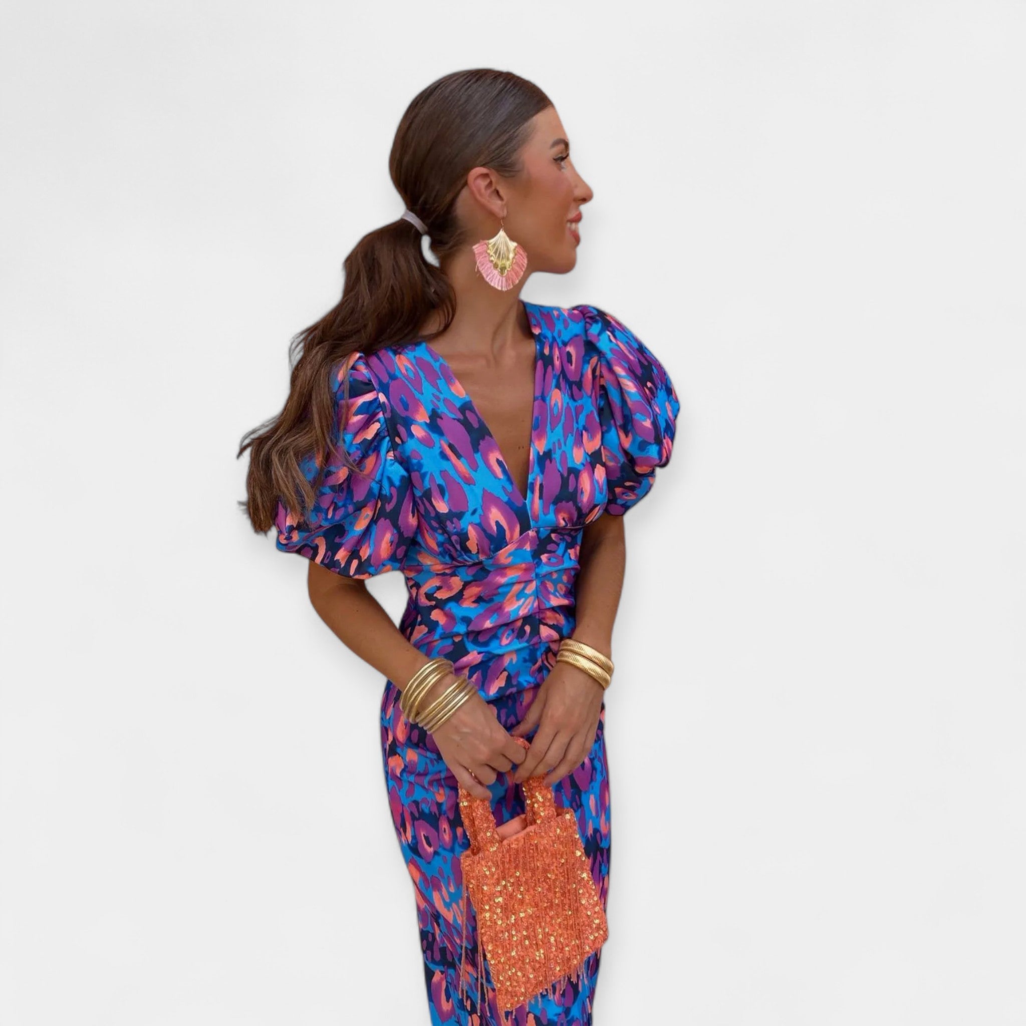 Vestido Satén con Volantes