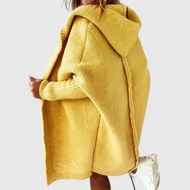 Cómodo cárdigan de punto con capucha