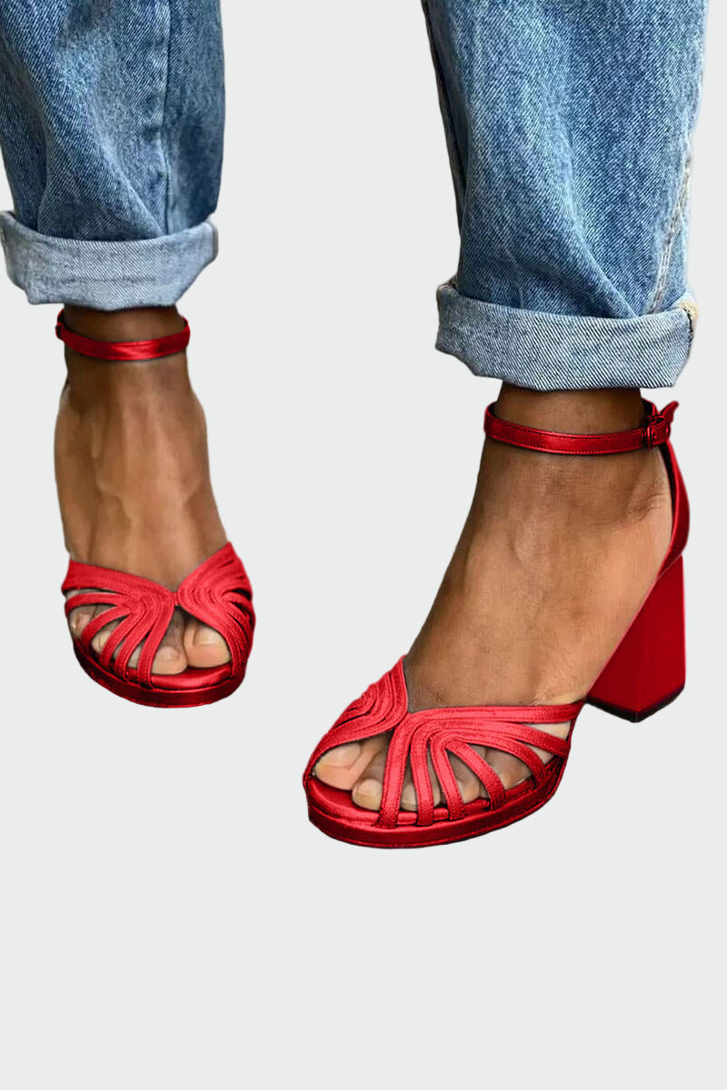 Sandalias con tacón bicolor