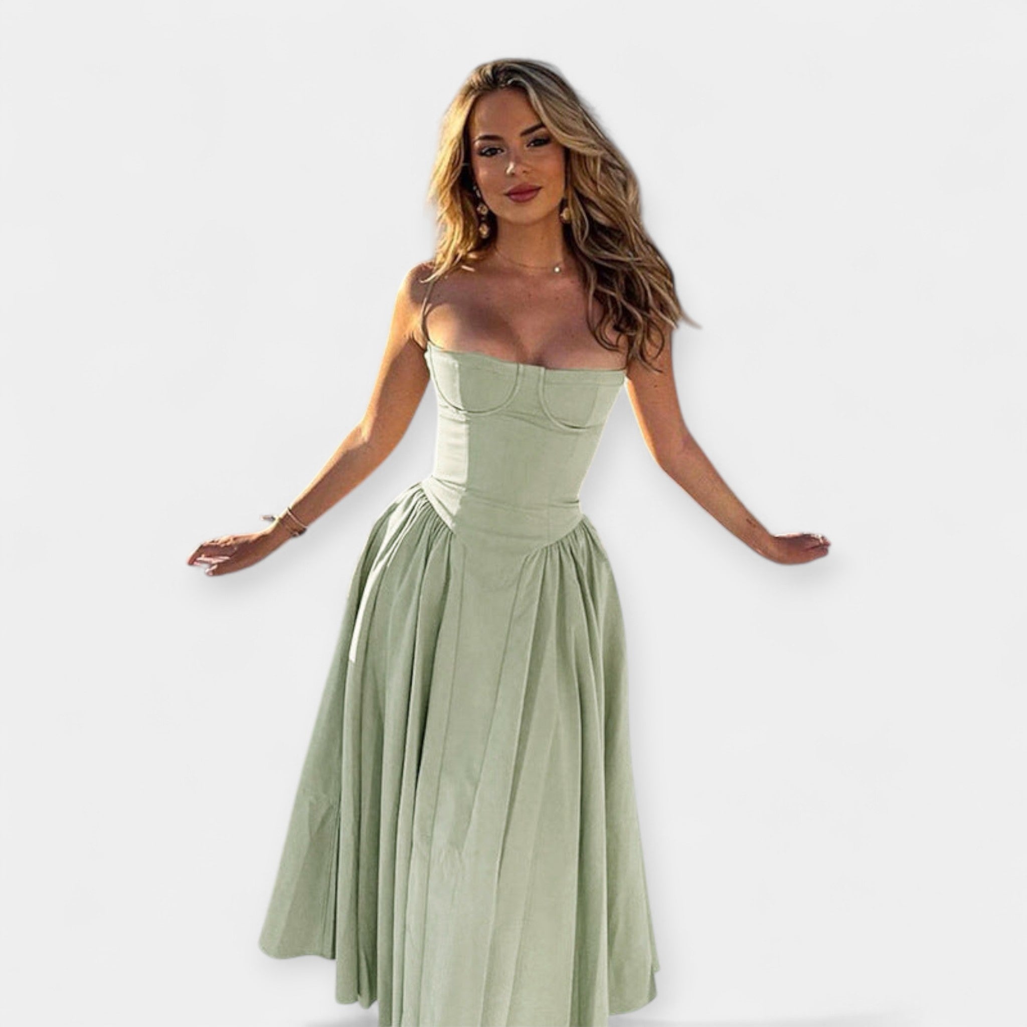 Vestido midi retro con tirantes