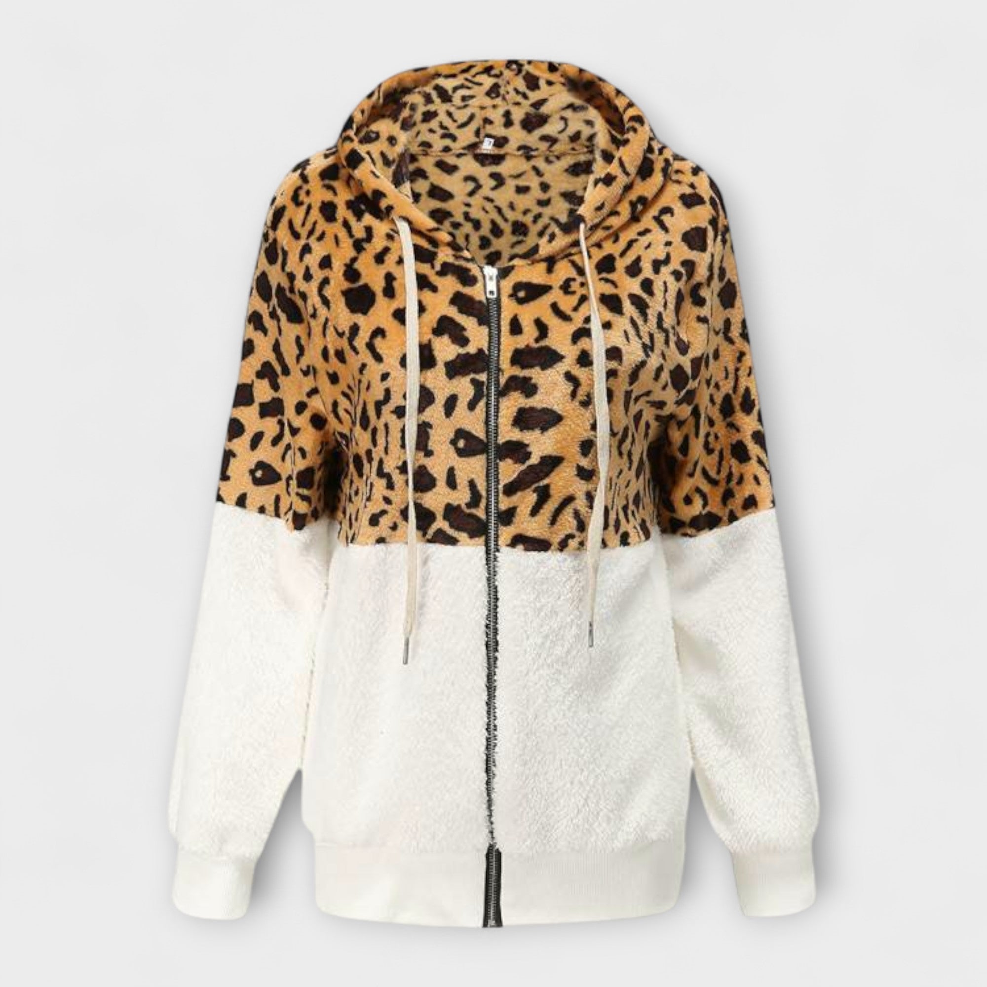 Lea - Sudadera con capucha de polar con estampado de leopardo