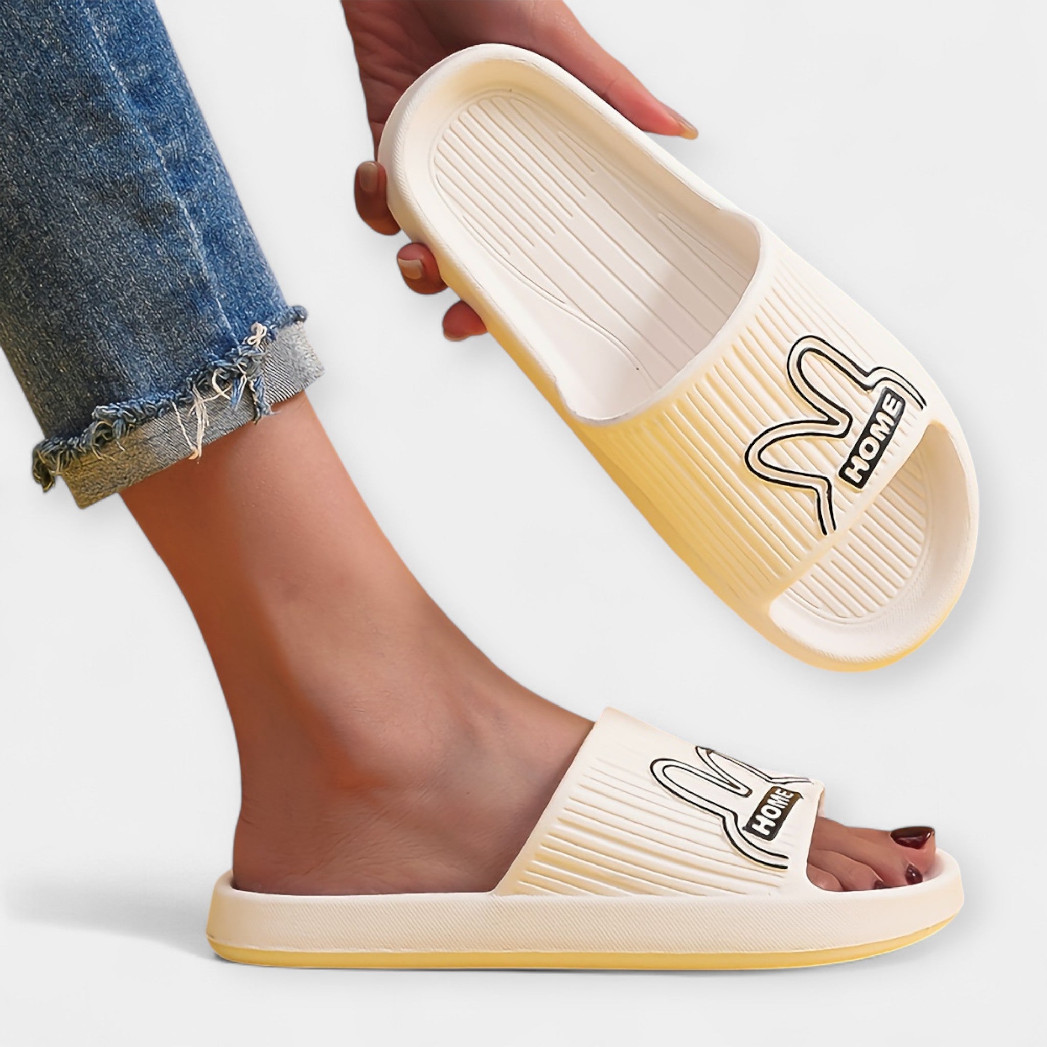 Pantuflas Femeninas con Diseño de Cartoon y Dedos Abiertos