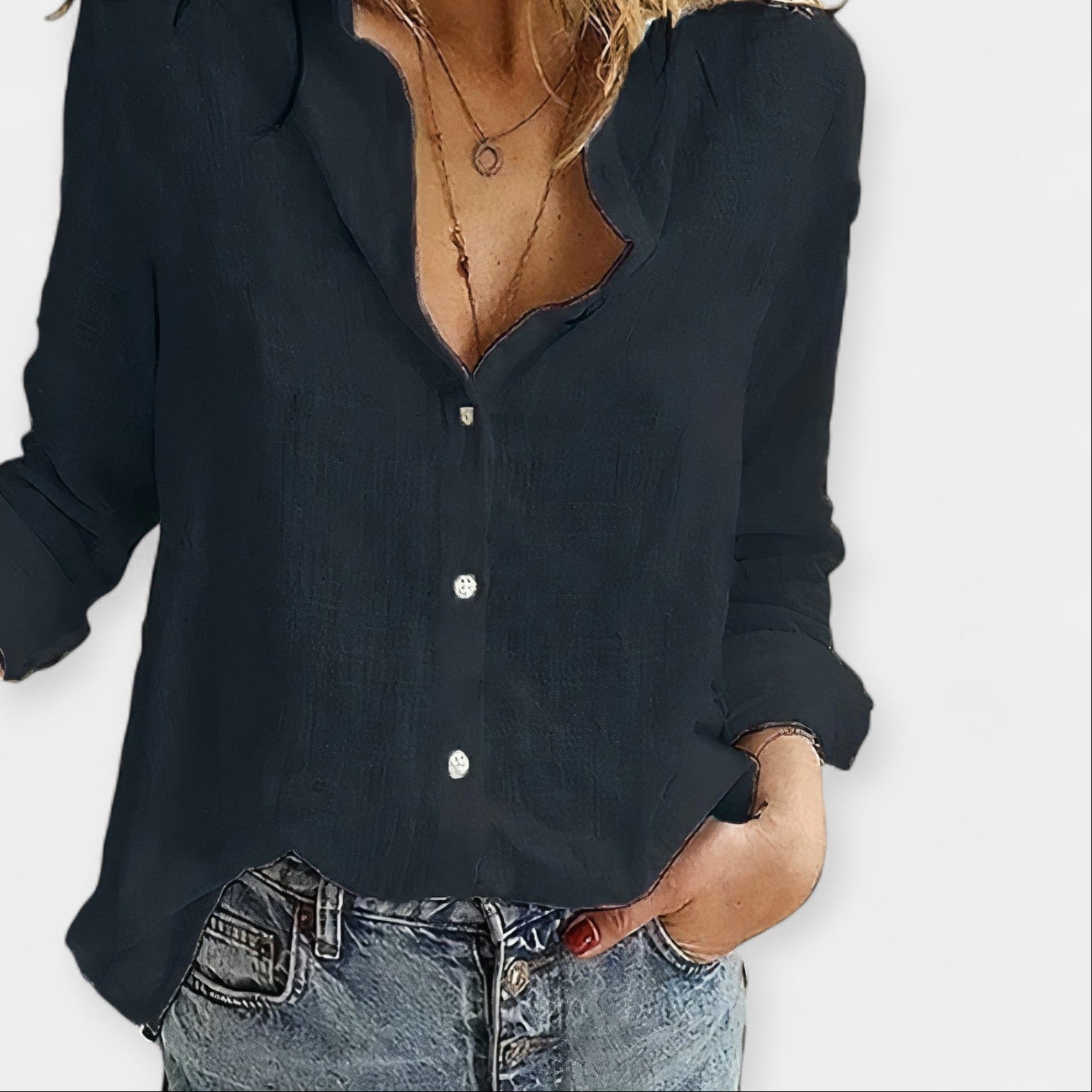Blusa Bordada con Escote en V