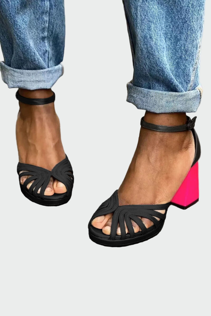 Sandalias con tacón bicolor