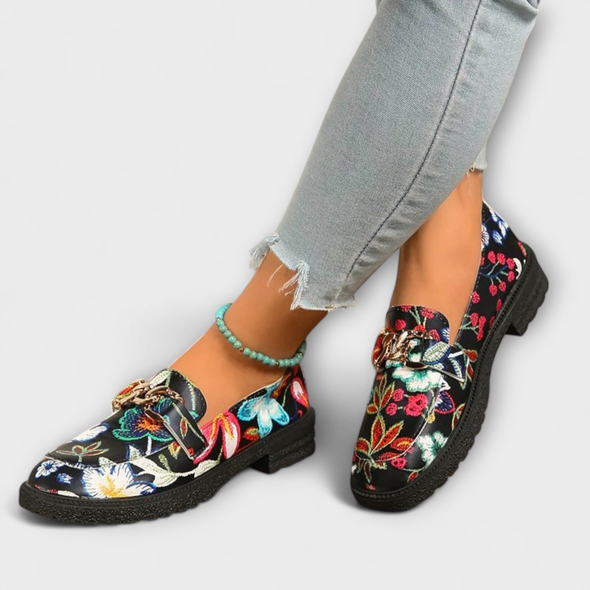 Orla – Mocasines con estampado floral colorido