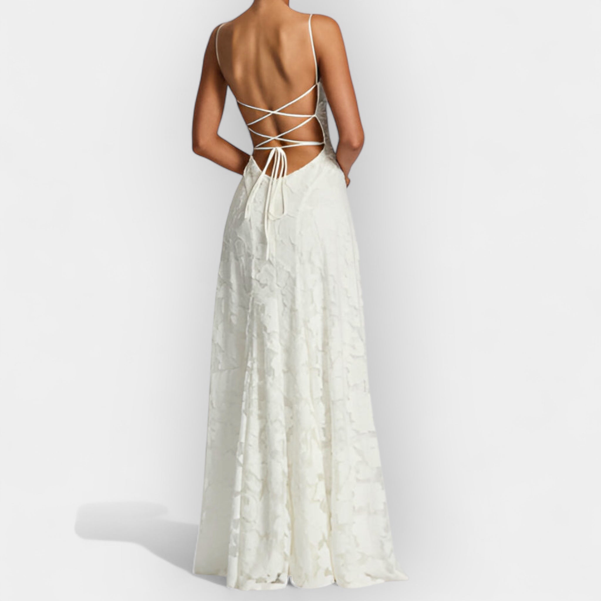 Vestido Largo con Corsé y Encaje