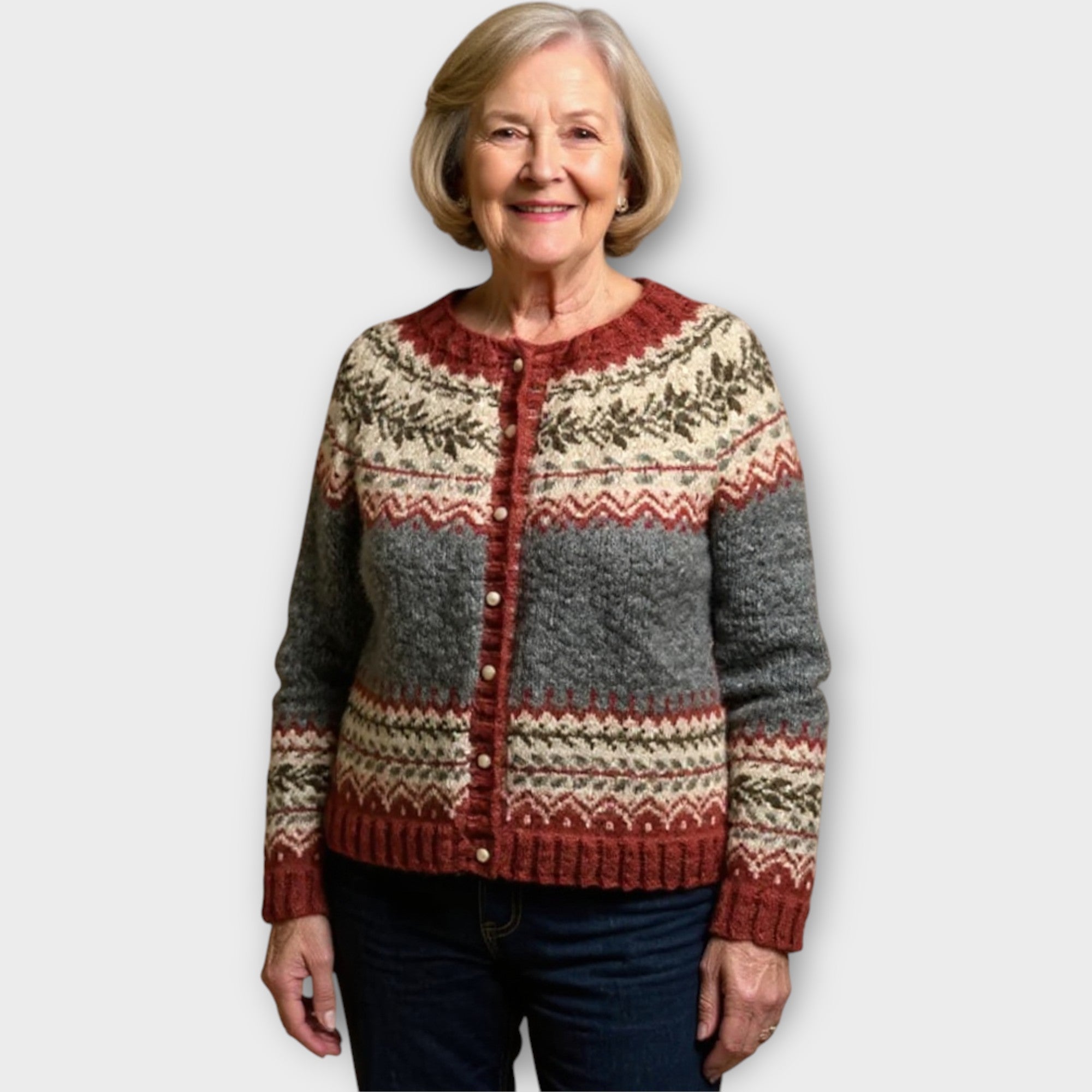 Cárdigan de punto con botones y patrón discreto