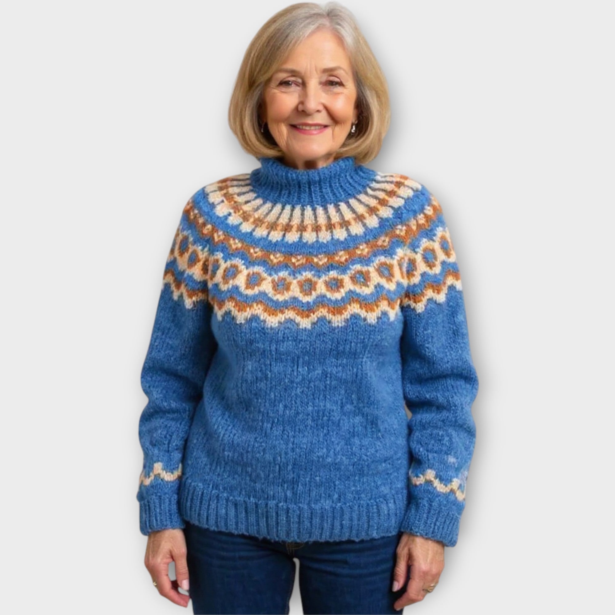 Suéter de punto con estampado en el cuello