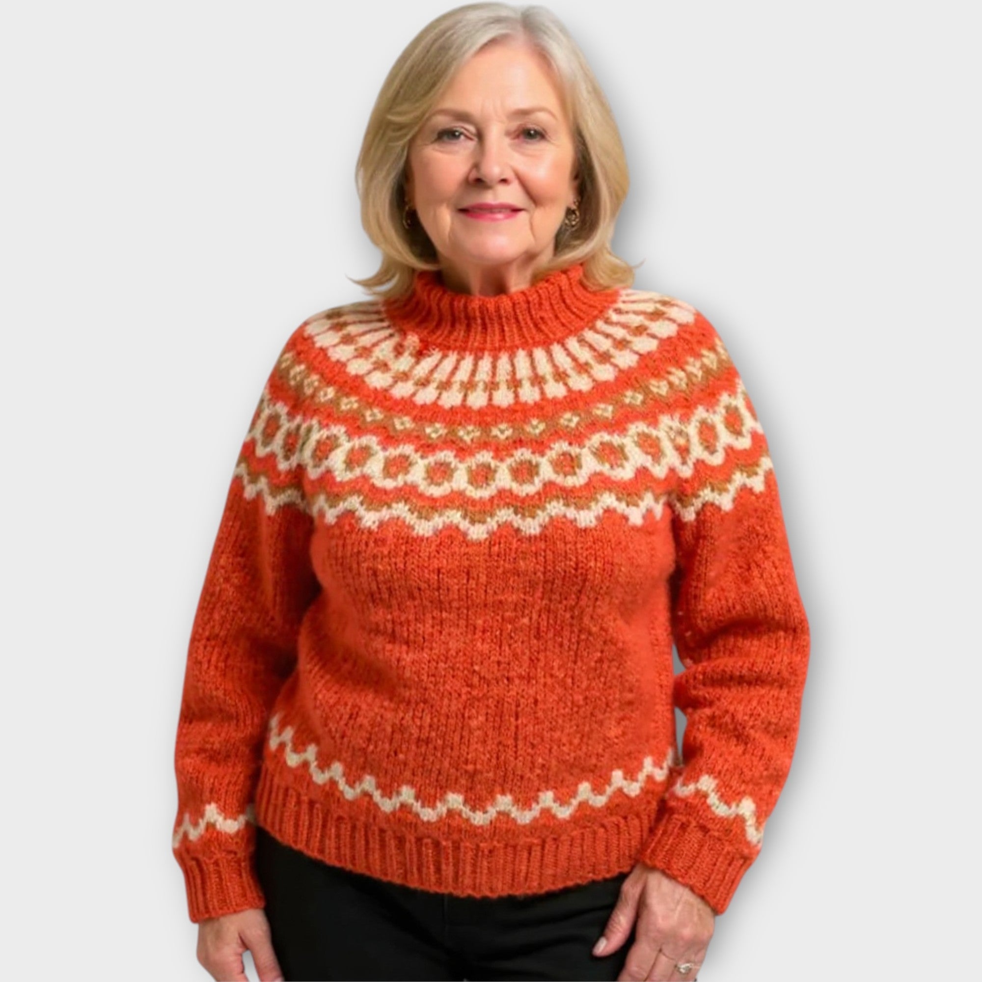 Suéter de punto con estampado en el cuello