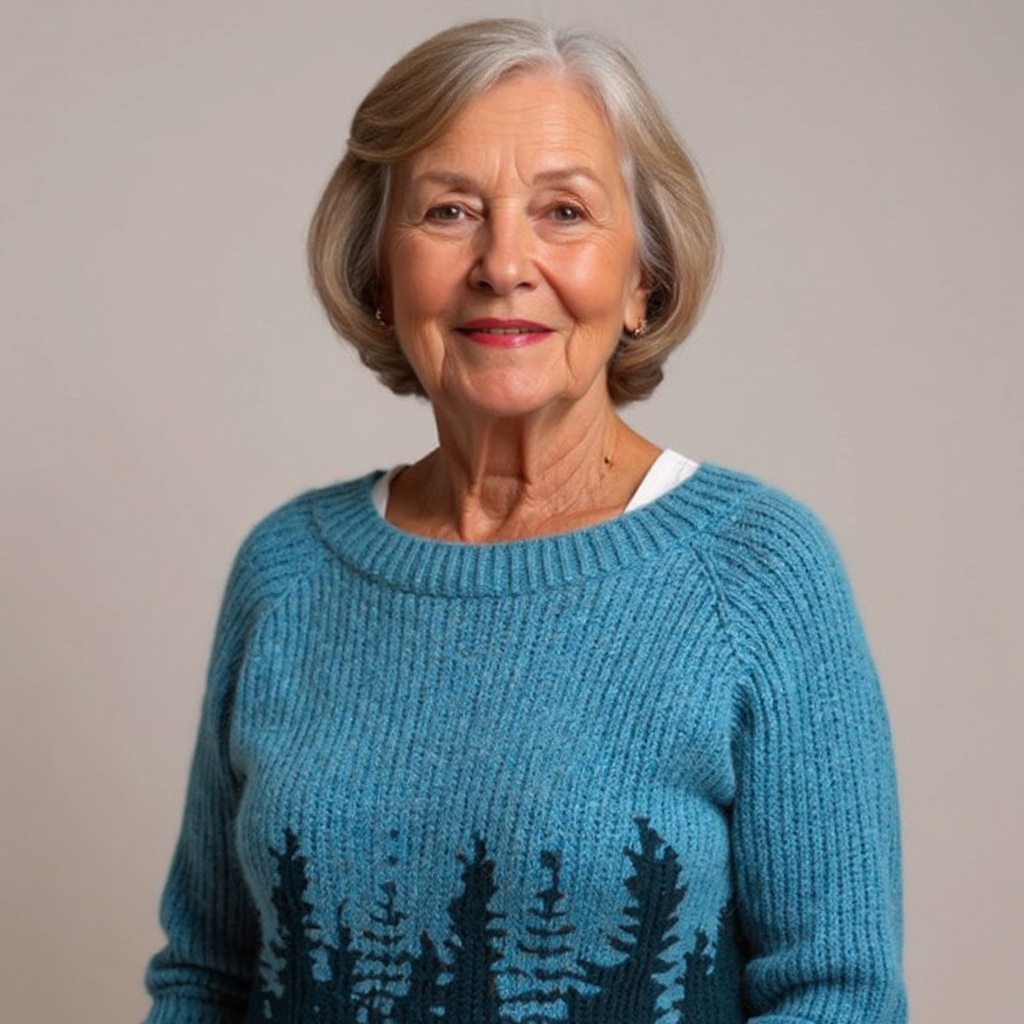 Blusa de punto con estampado inspirado en el bosque