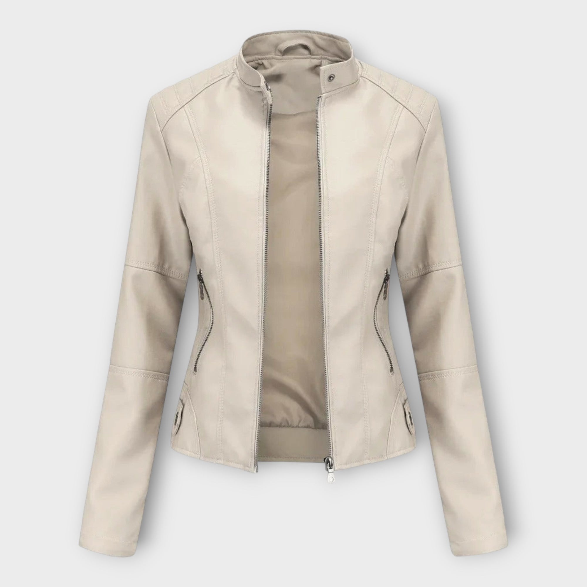 Elegante chaqueta de cuero de línea moderna y estilo atemporal