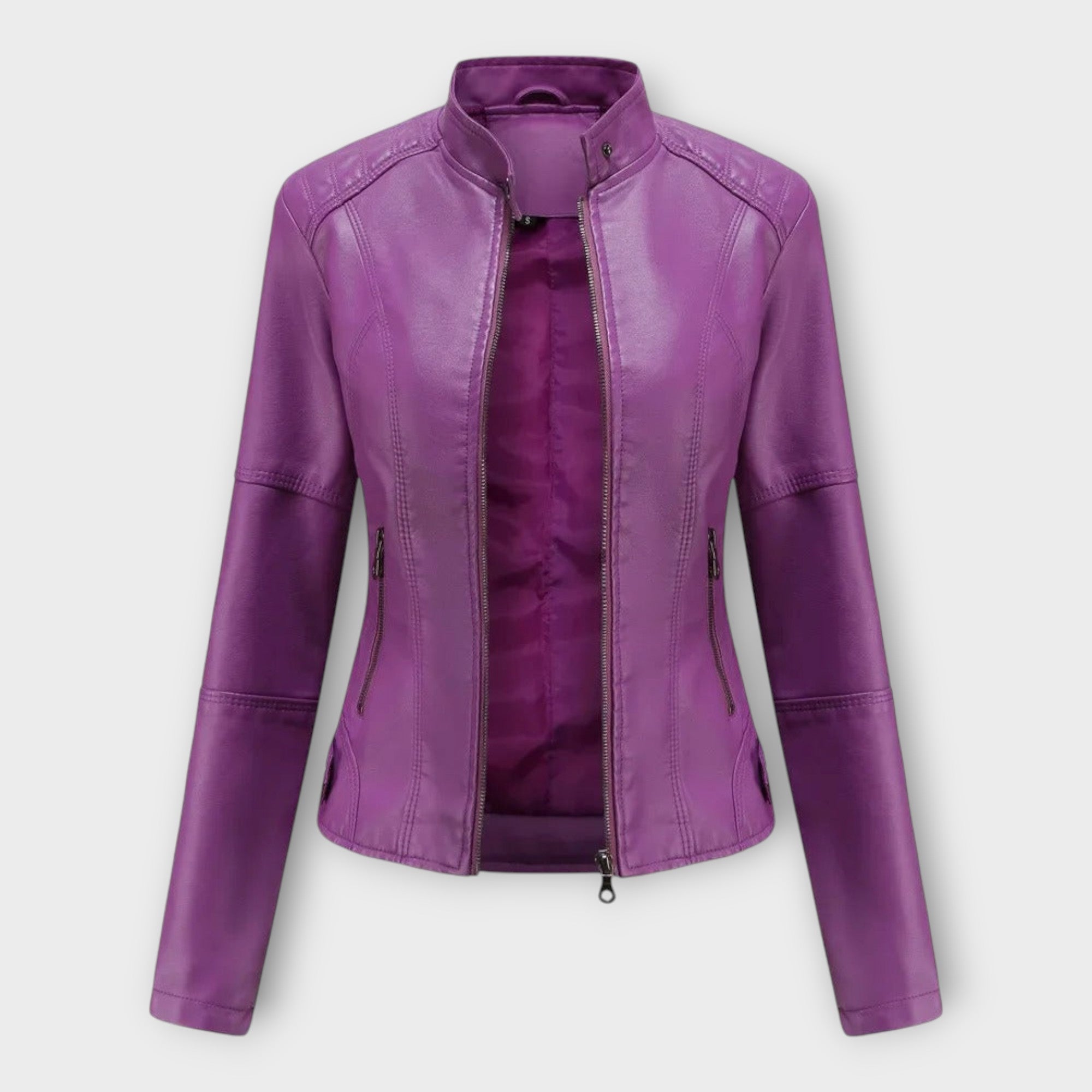 Elegante chaqueta de cuero de línea moderna y estilo atemporal