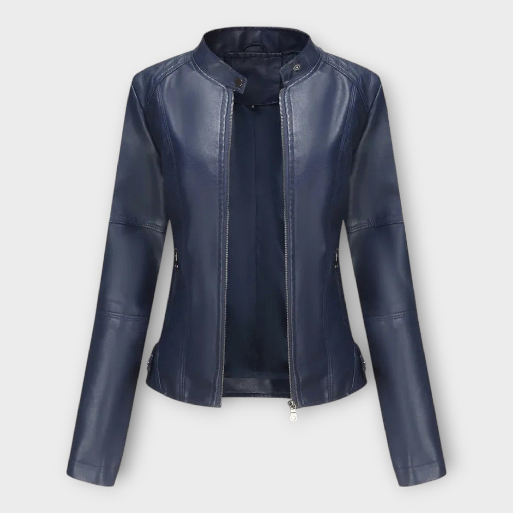 Elegante chaqueta de cuero de línea moderna y estilo atemporal