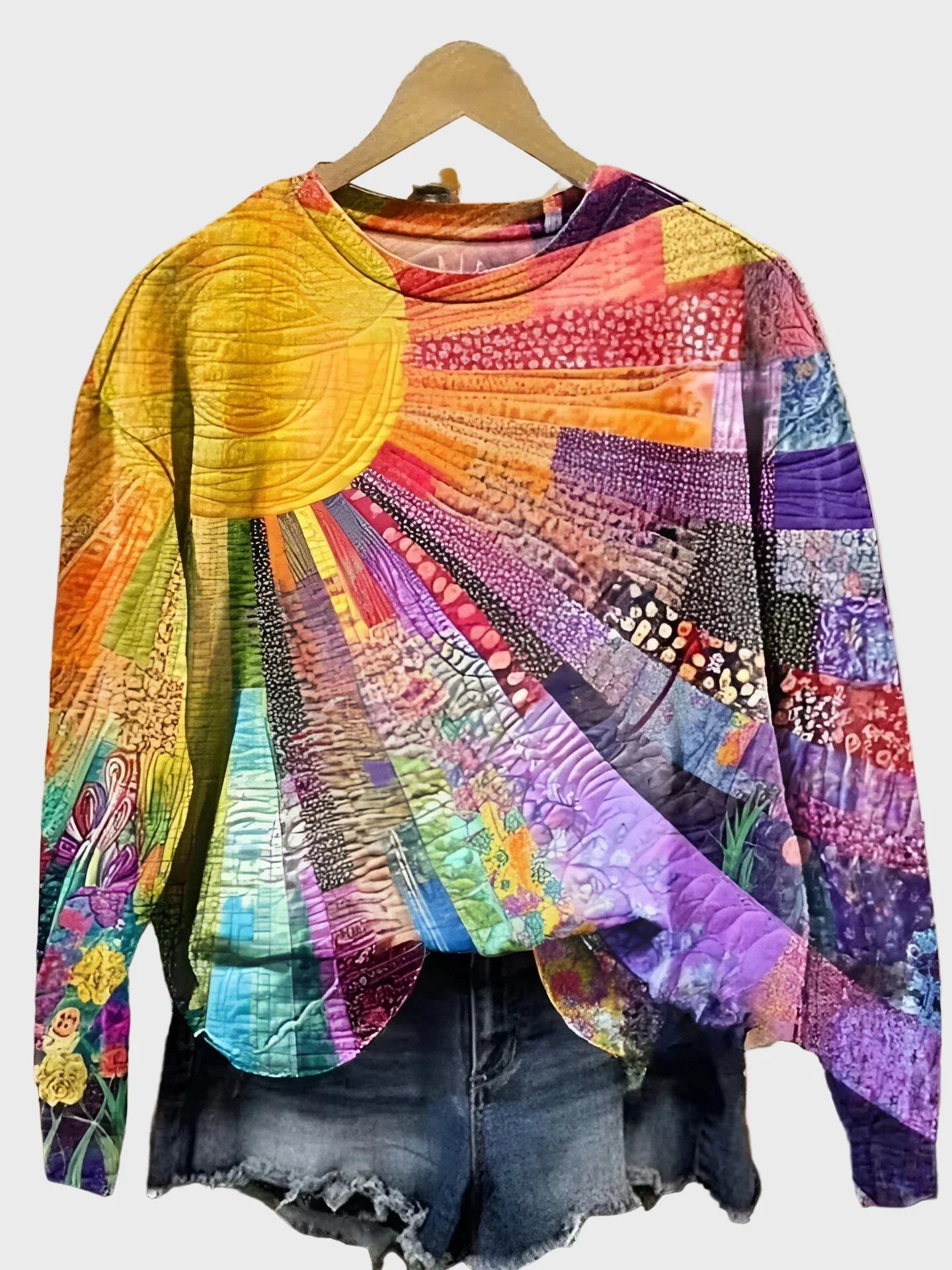 Sudadera de punto con diseño de rayos de sol