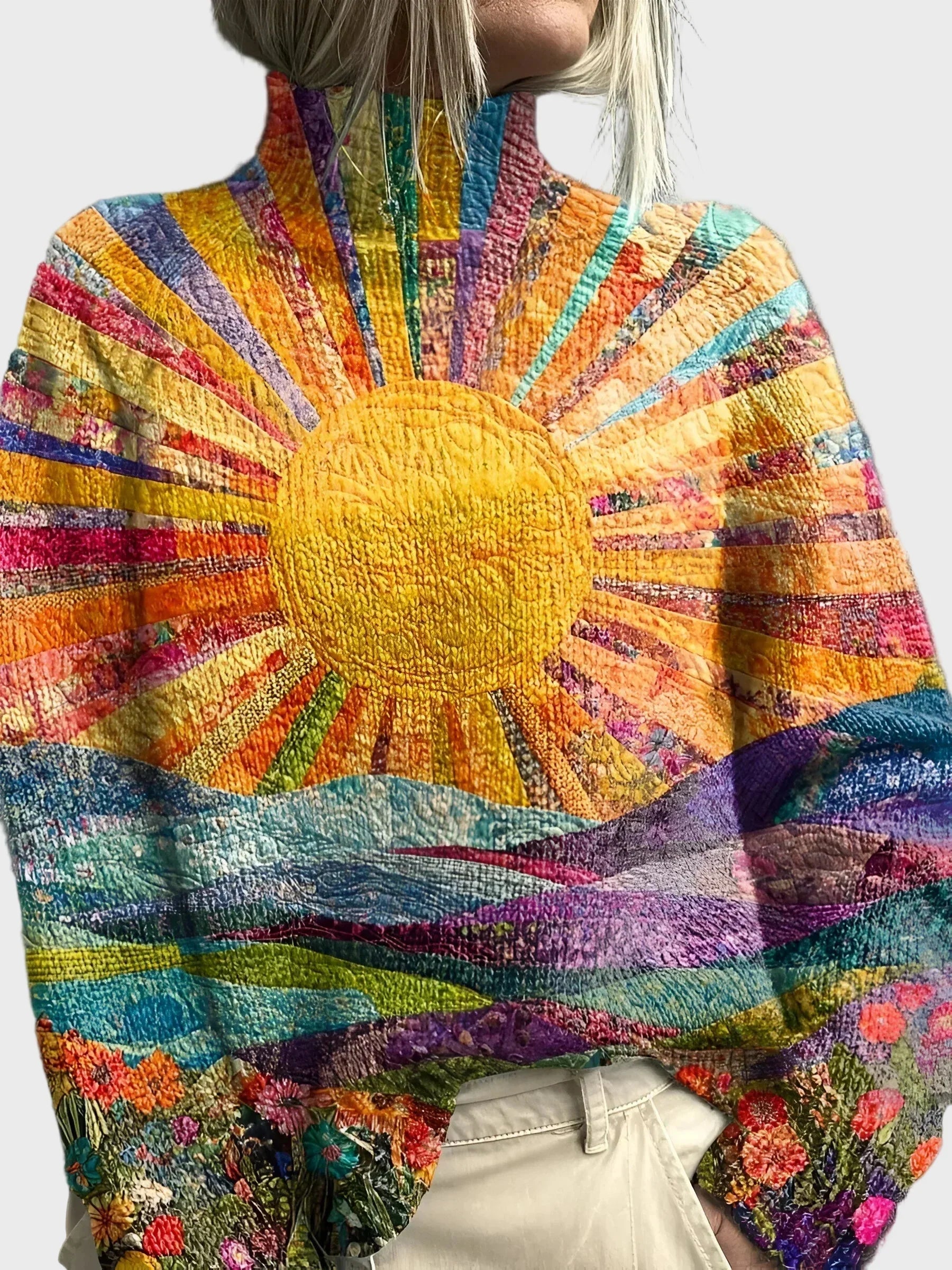 Cuello alto de punto con diseño único