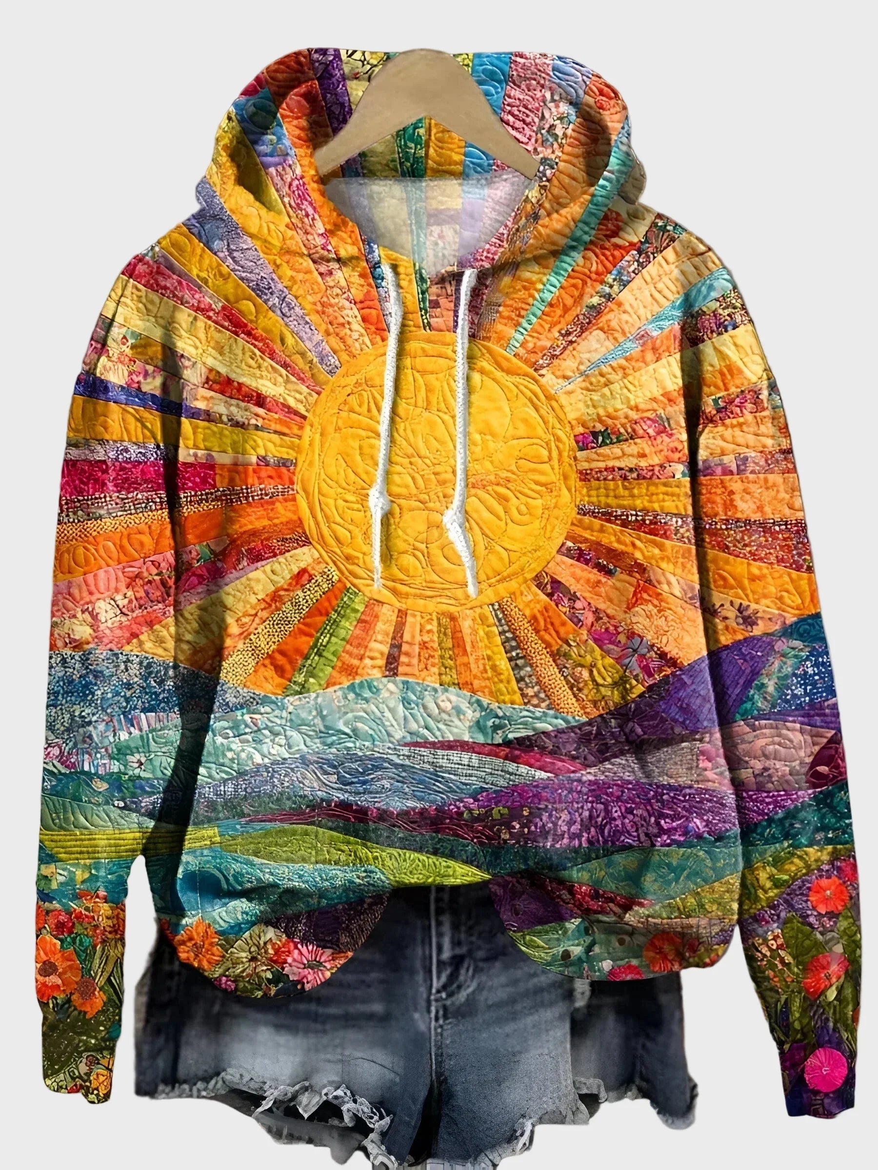 Sudadera con estampado de rayos de sol