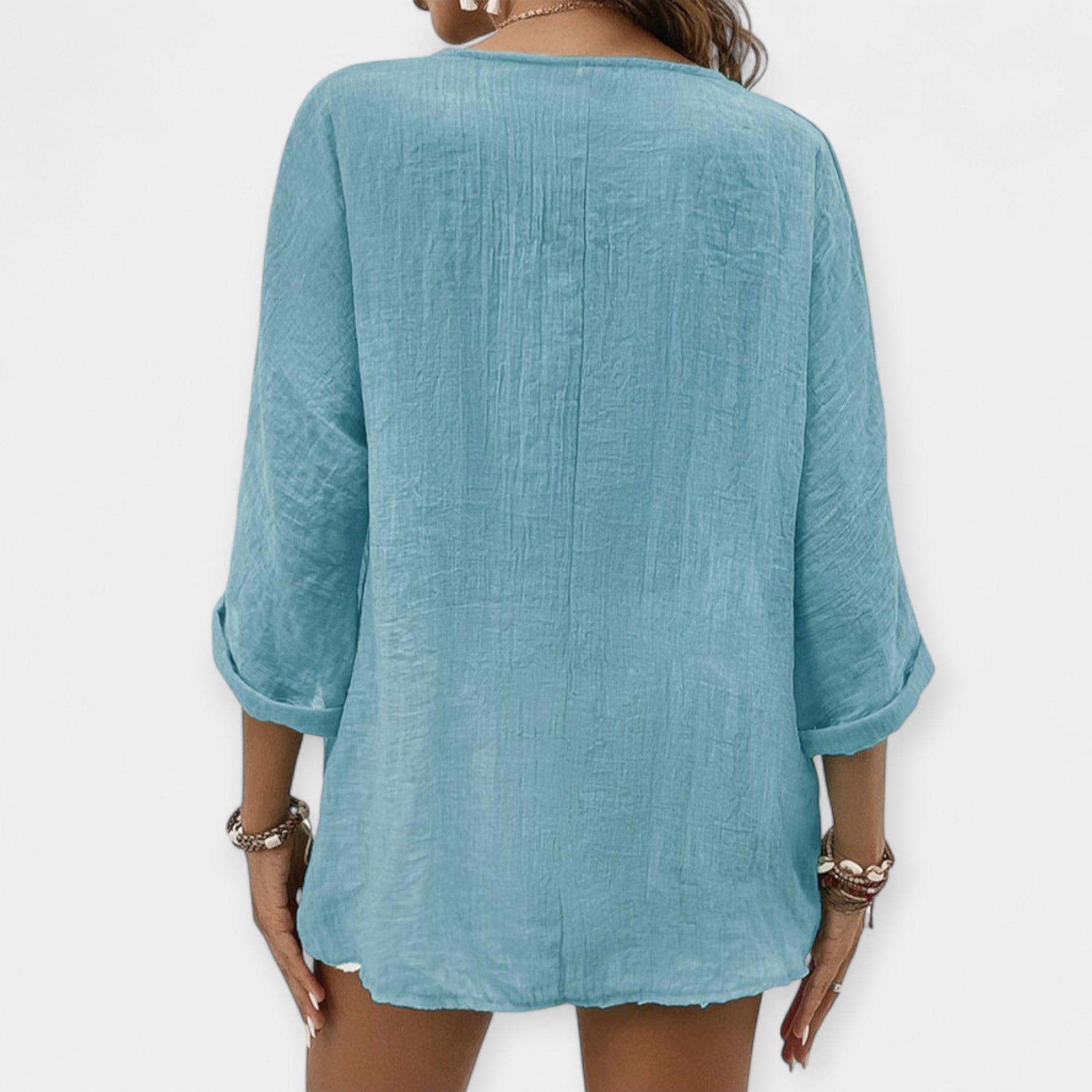 Camisa Ligera de Lino con Escote en V