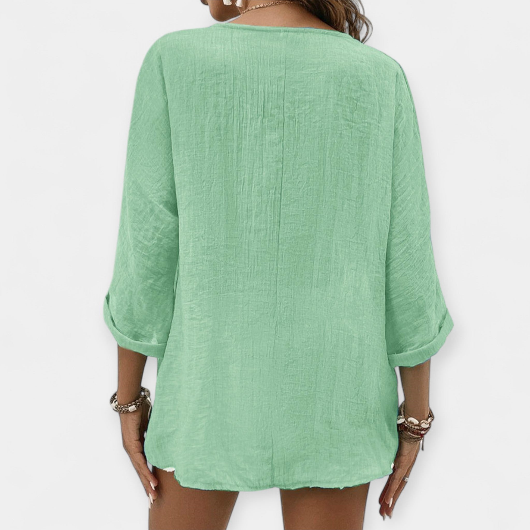 Camisa Ligera de Lino con Escote en V