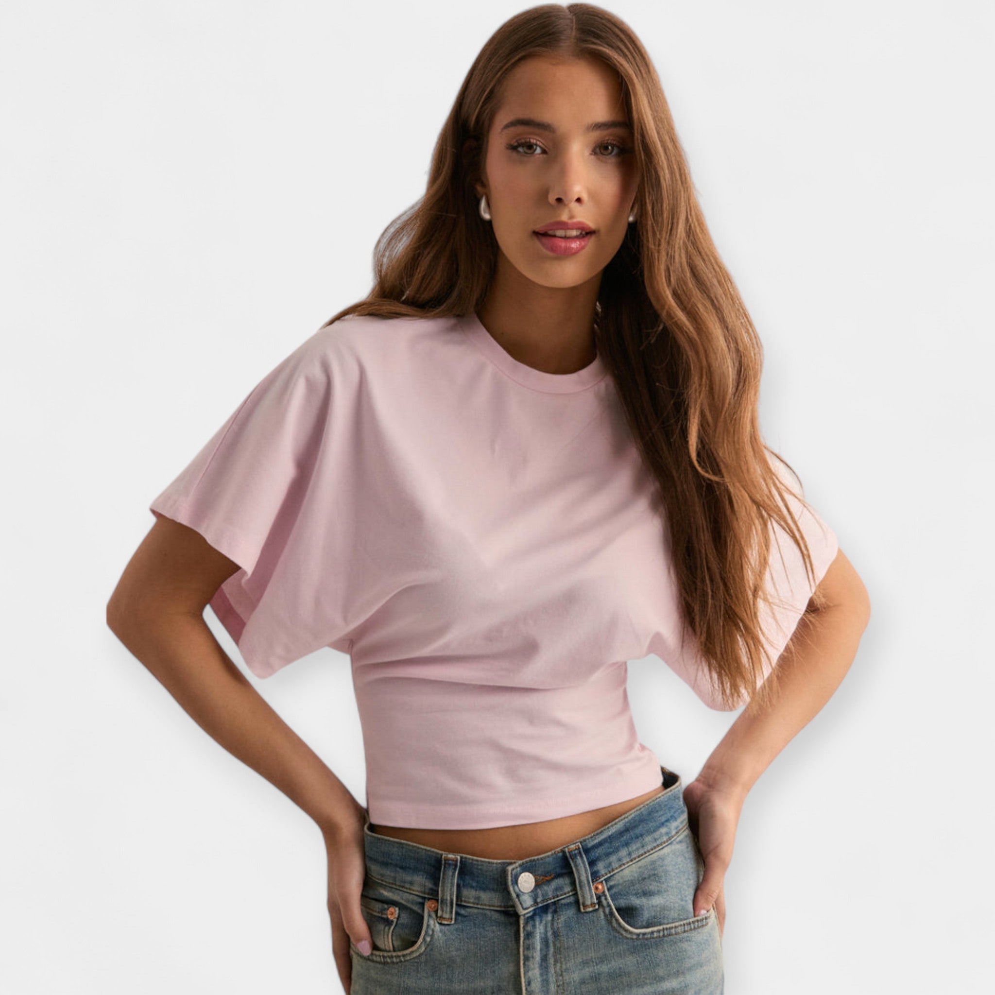 Blusa con Mangas Anchas y Cintura Marcada